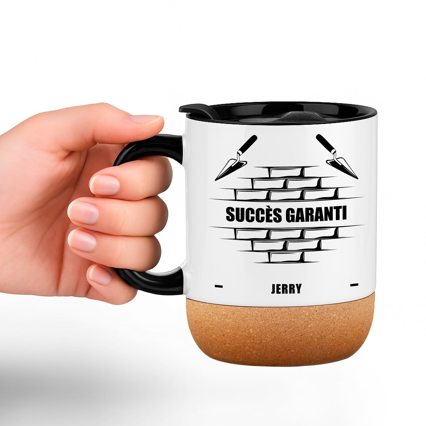 Mug de cerámica blanca Murrano con tapa para trabajador de la construcción