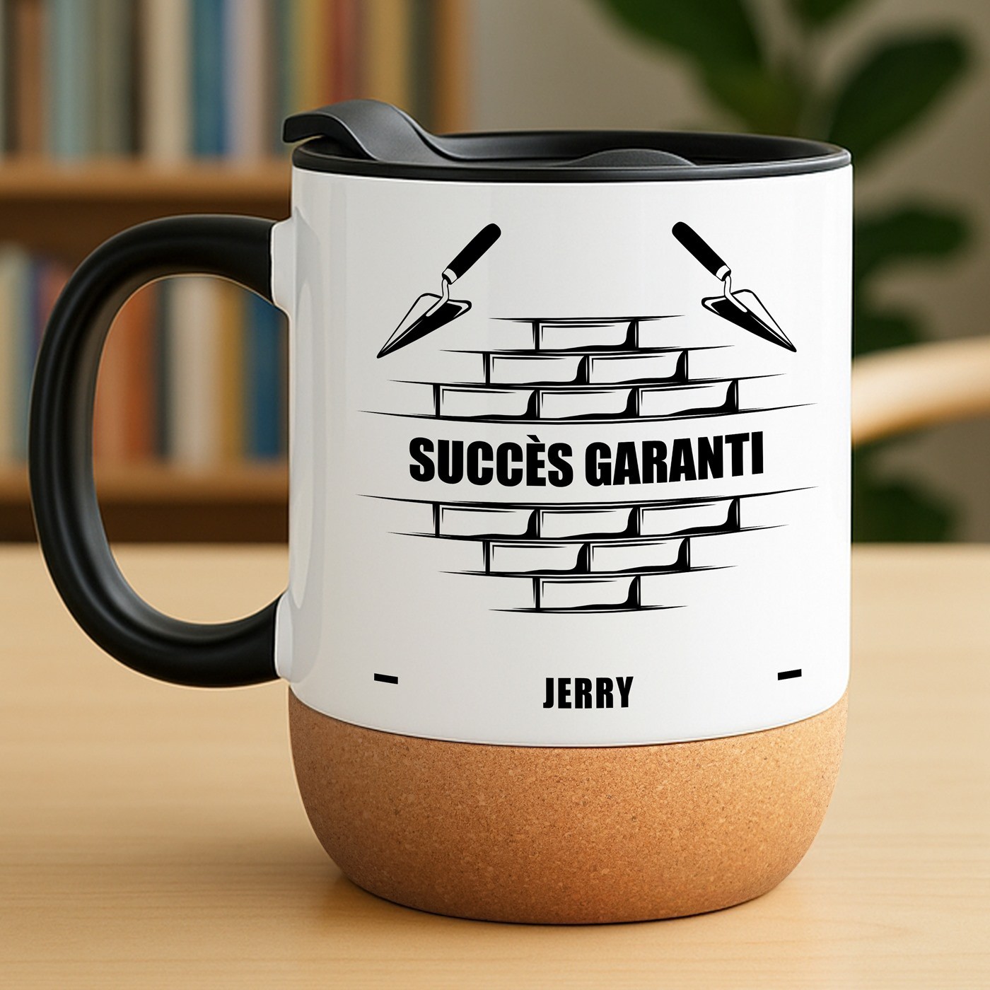 Mug de cerámica blanca Murrano con tapa para trabajador de la construcción