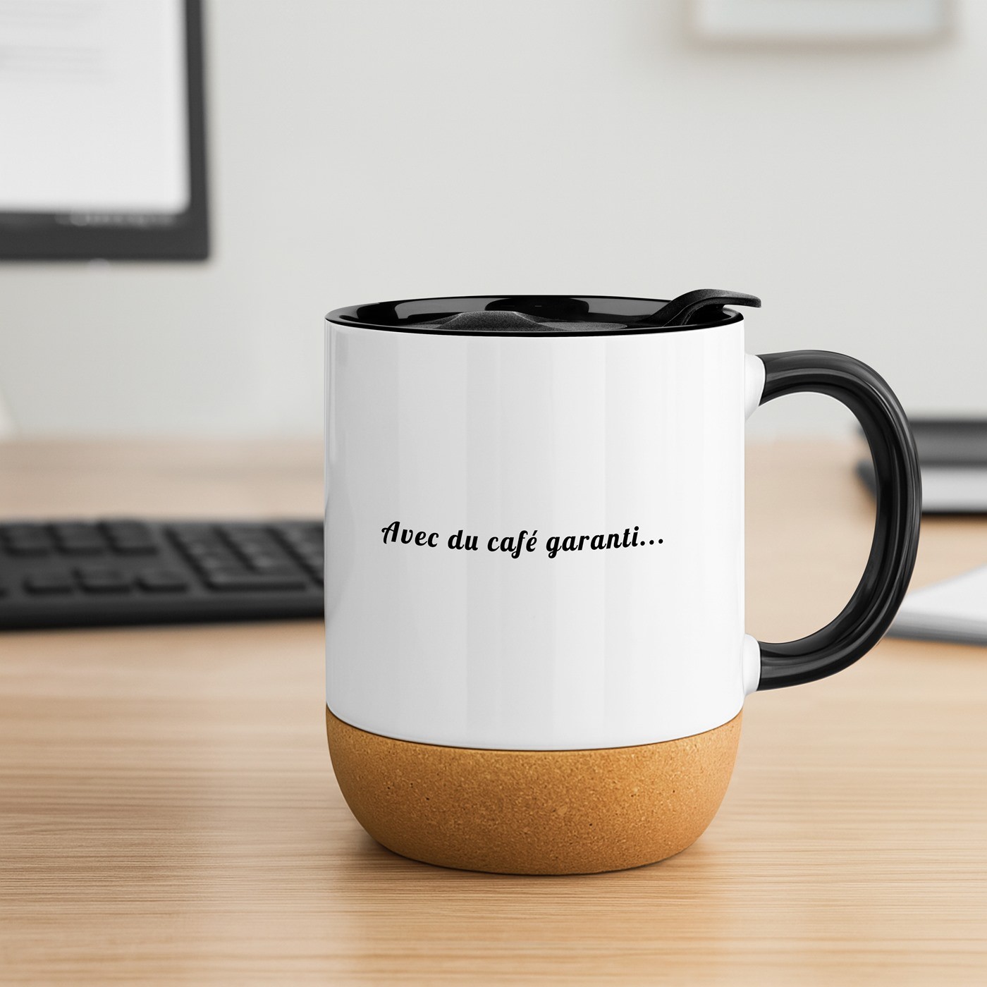 Mug de cerámica blanca Murrano con tapa para trabajador de la construcción