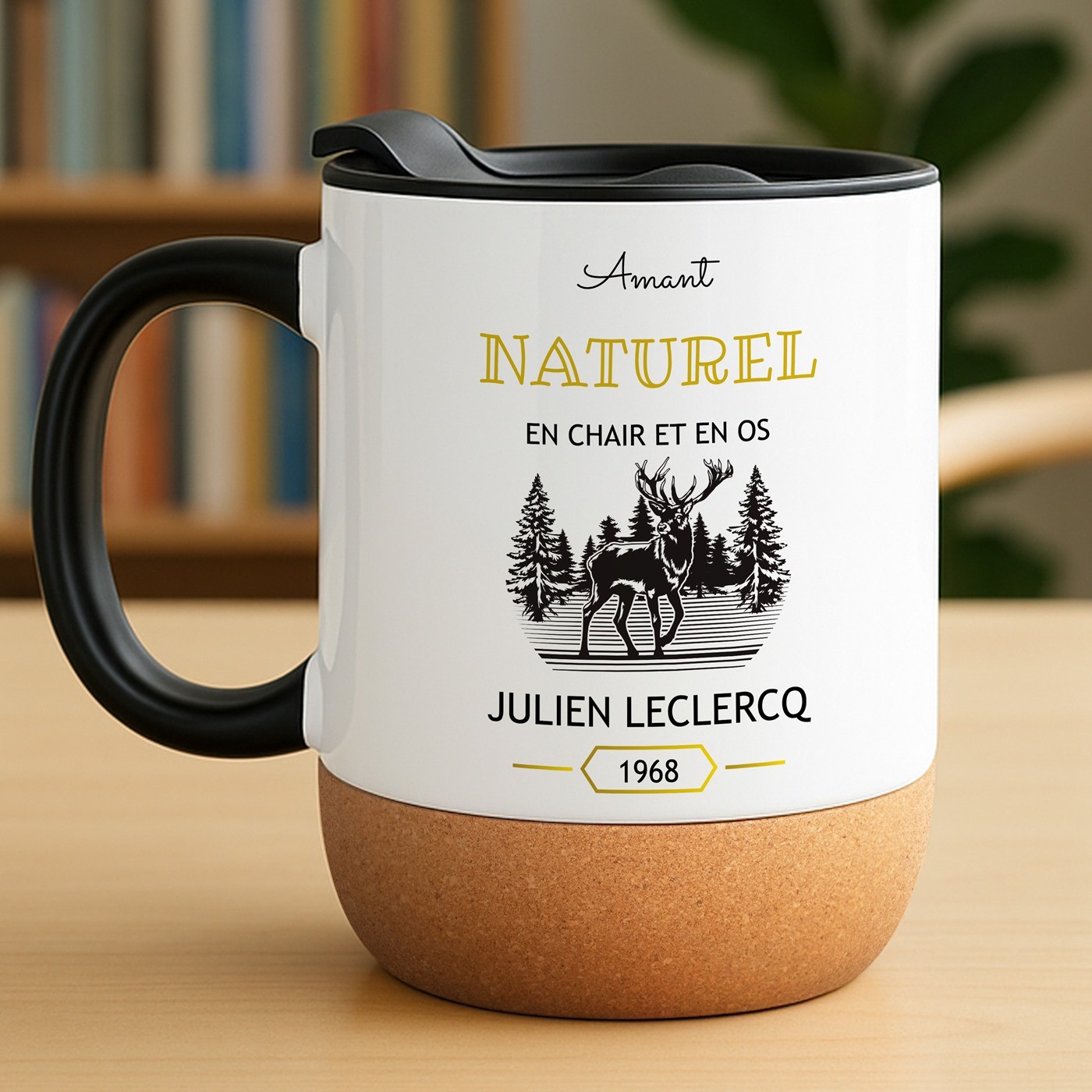 Mug de cerámica blanca Murrano con tapa para él