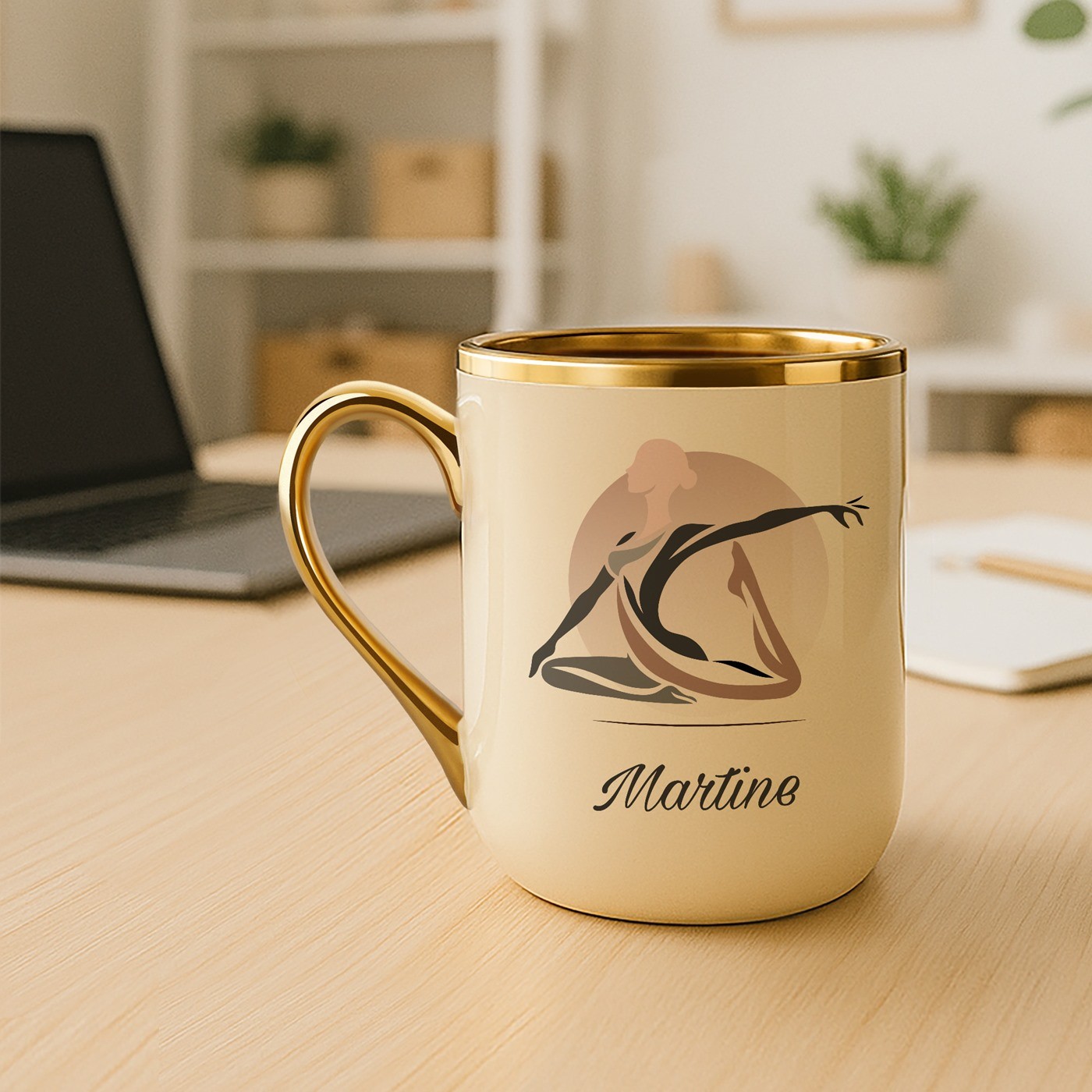 Mug de cerámica Murrano con borde y asa dorados para el cumpleaños de una bailarina