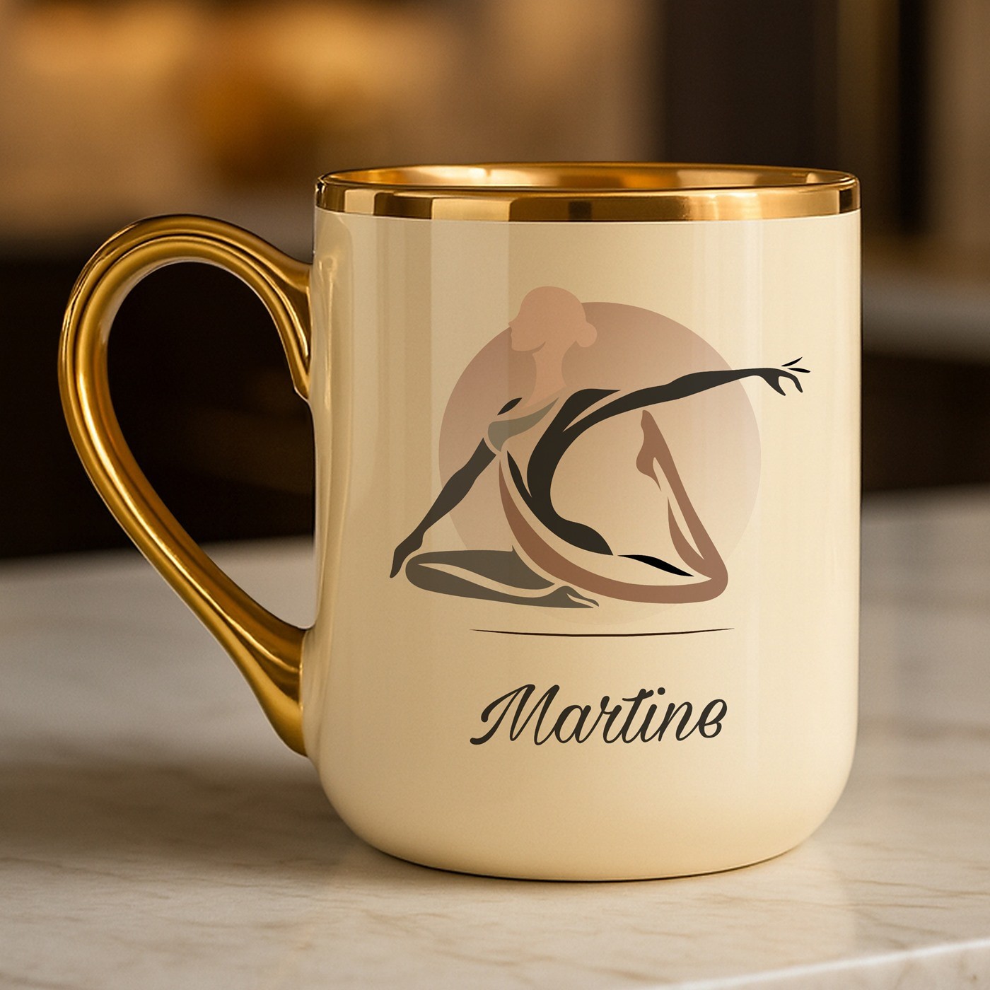 Mug de cerámica Murrano con borde y asa dorados para el cumpleaños de una bailarina