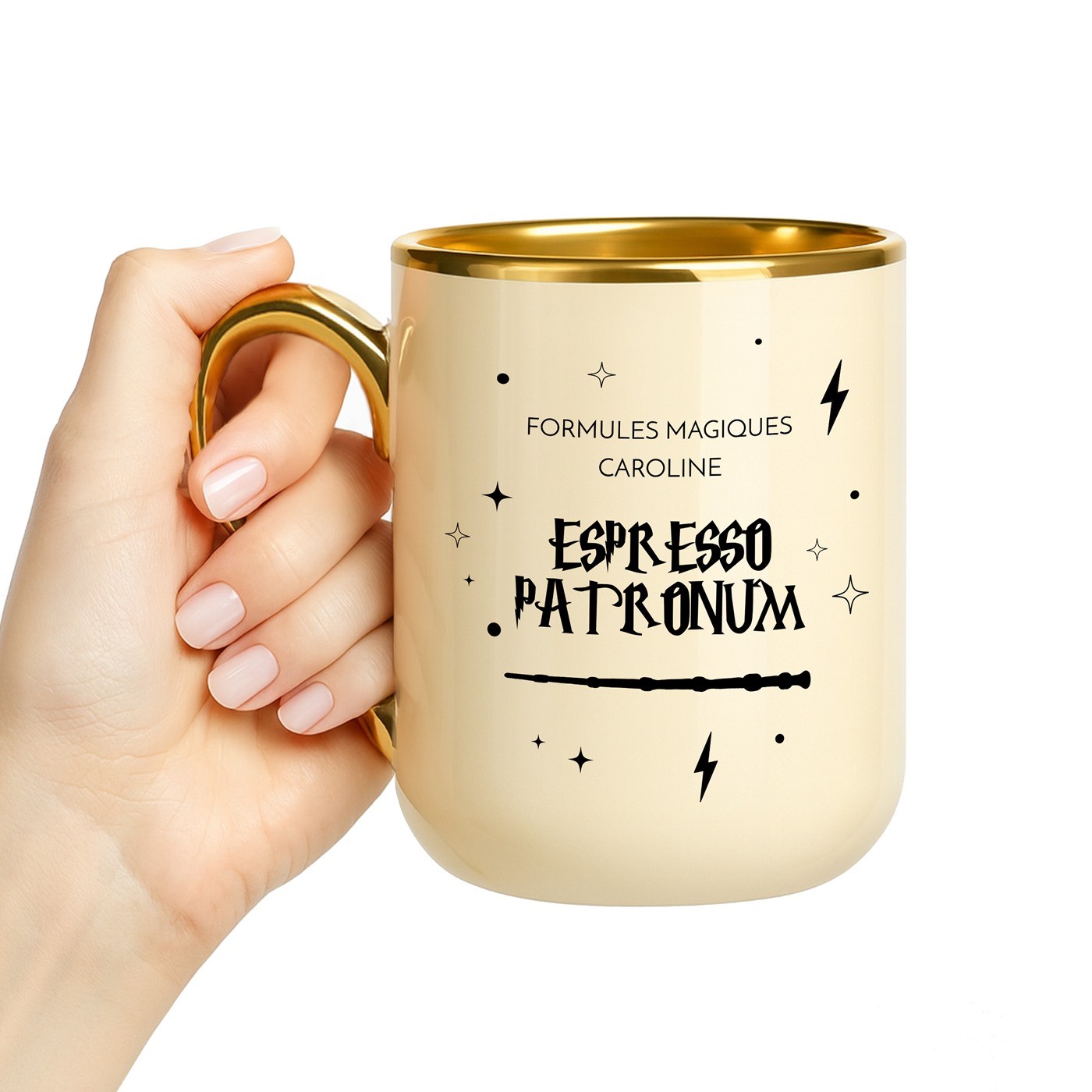 Mug de cerámica Murrano con borde y asa dorados para fanática de Harry Potter