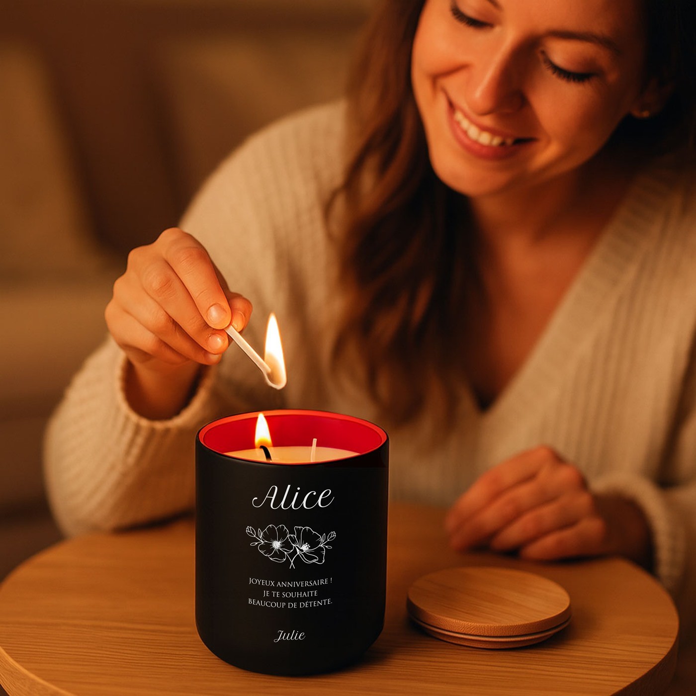 Murrano Soy Wax Candle with Gravure for a Friend's Birthday