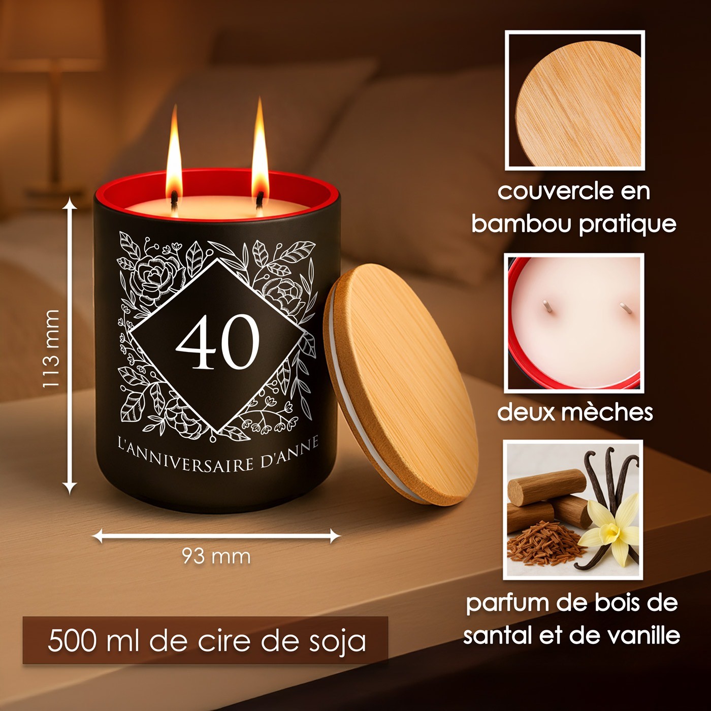 Murrano Soy Wax Candle for a 40th Birthday Gift