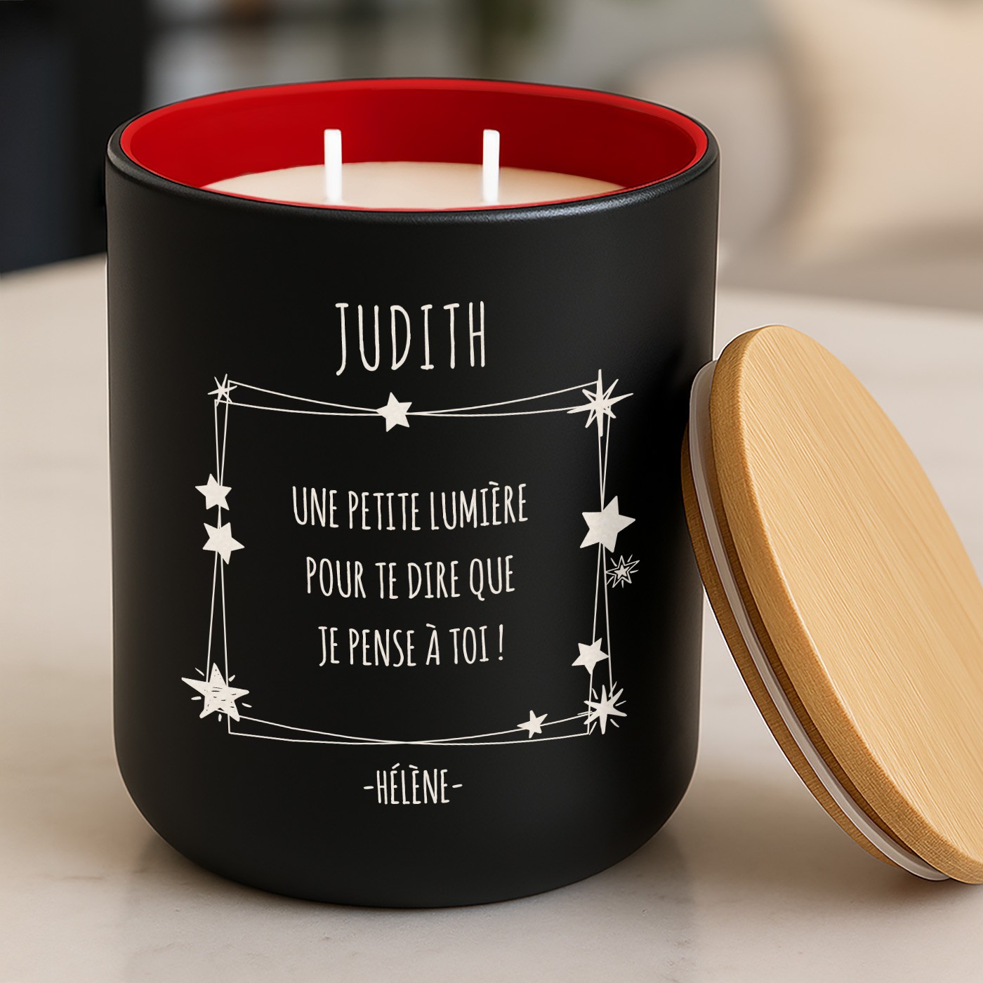 Murrano Soy Wax Candle with Engraving for Sister's Birthday