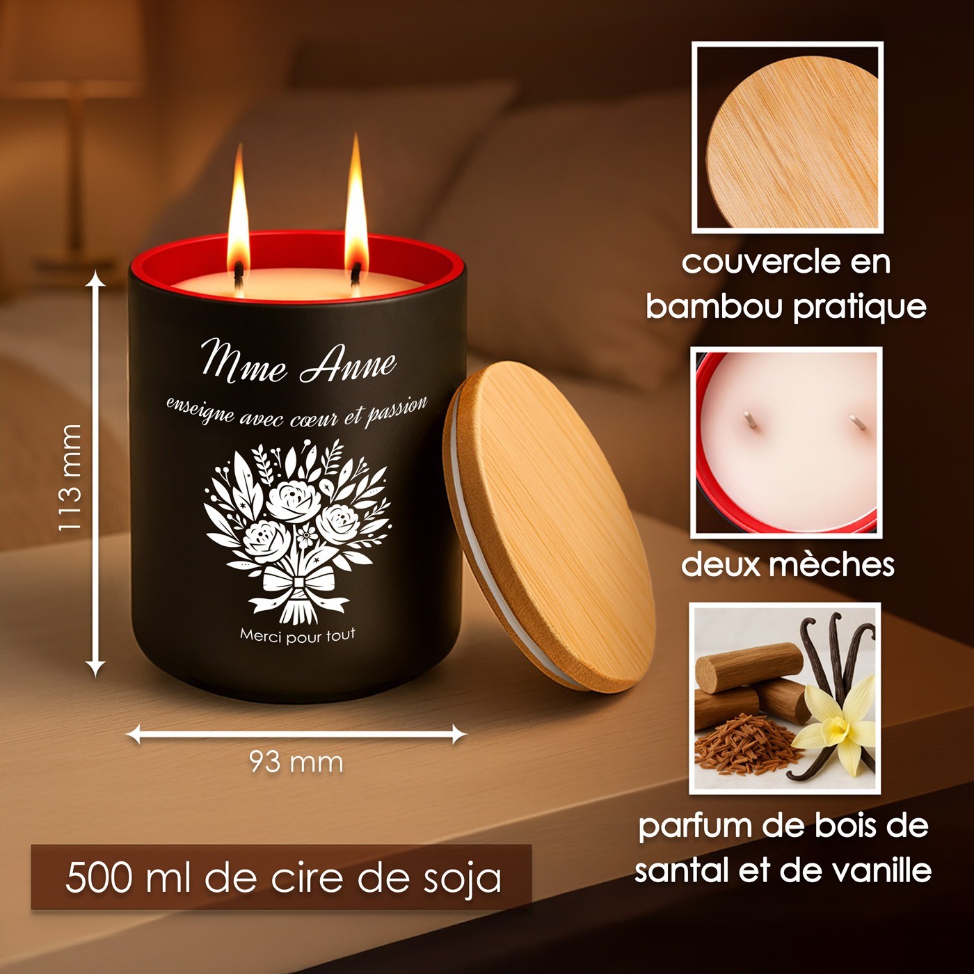 Murrano Personalized Soy Wax Candle for Teachers at the End of Year
