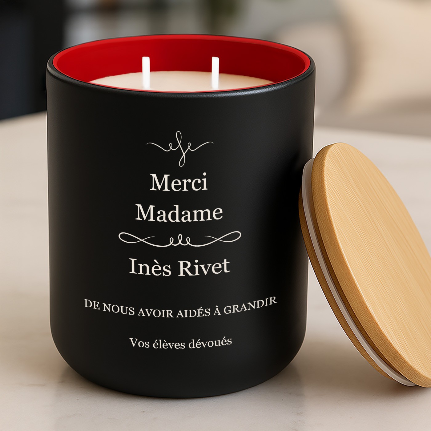 Murrano Soy Wax Candle with Engraving for Teacher Thanks