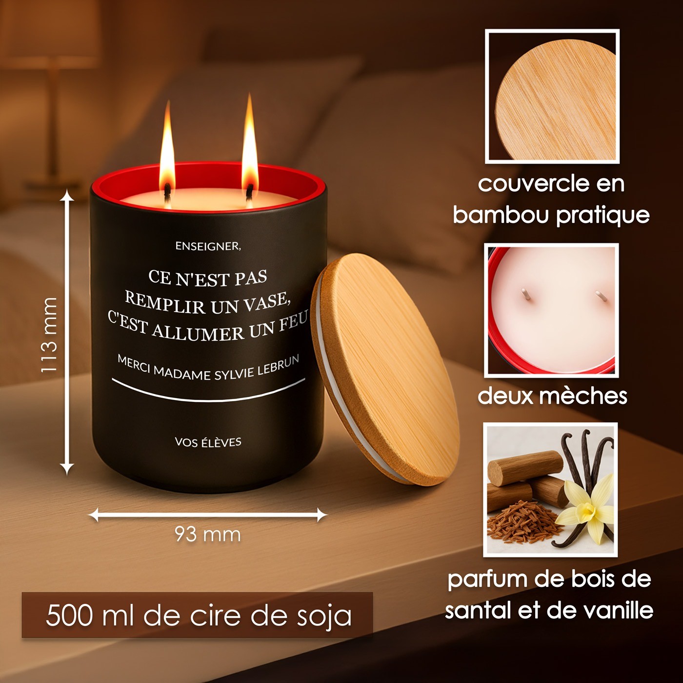 Murrano Soy Wax Candle - Personalized Teacher Gift for Appreciation