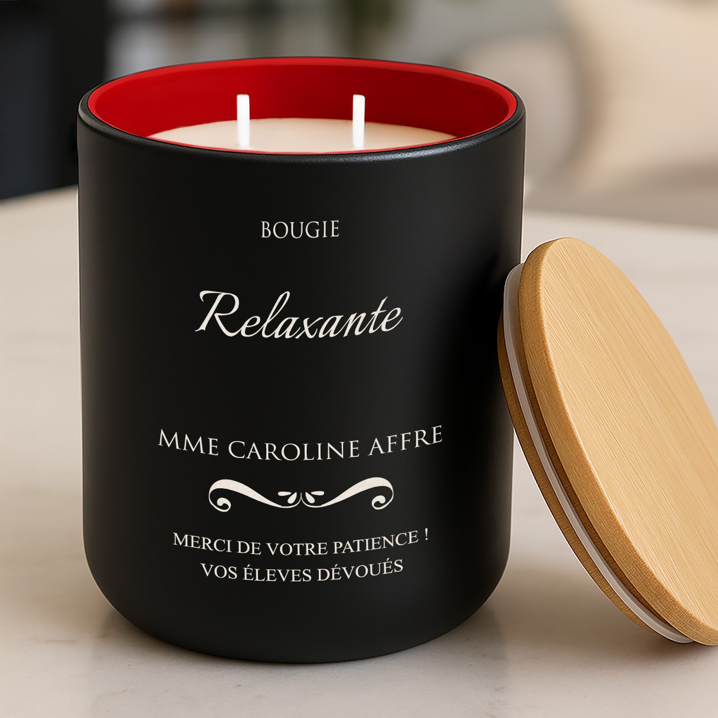 Murrano Soy Wax Candle with Custom Engraving for Madame