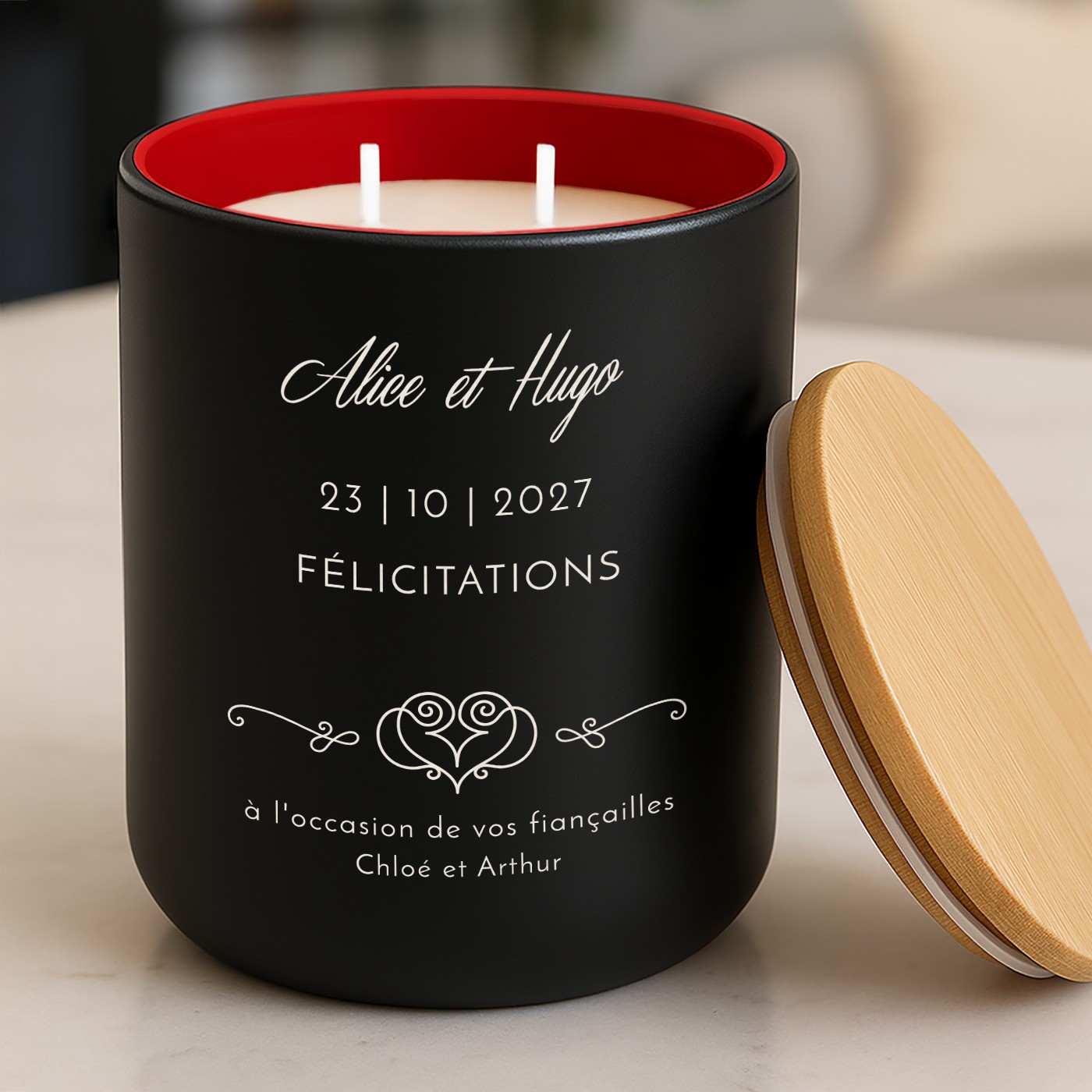 Murrano Custom Soy Wax Candle for Couple's Engagement