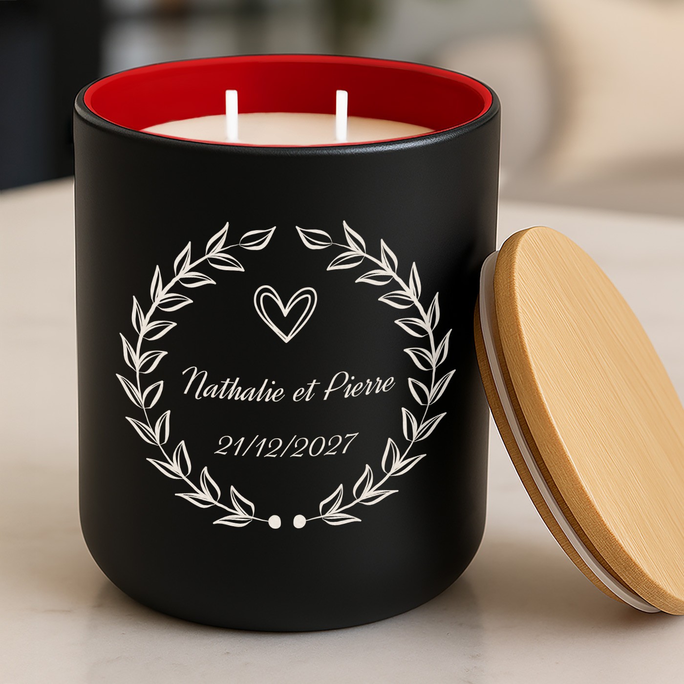 Murrano Soy Wax Candle with Engraving for Couple - Wedding Anniversary Gift