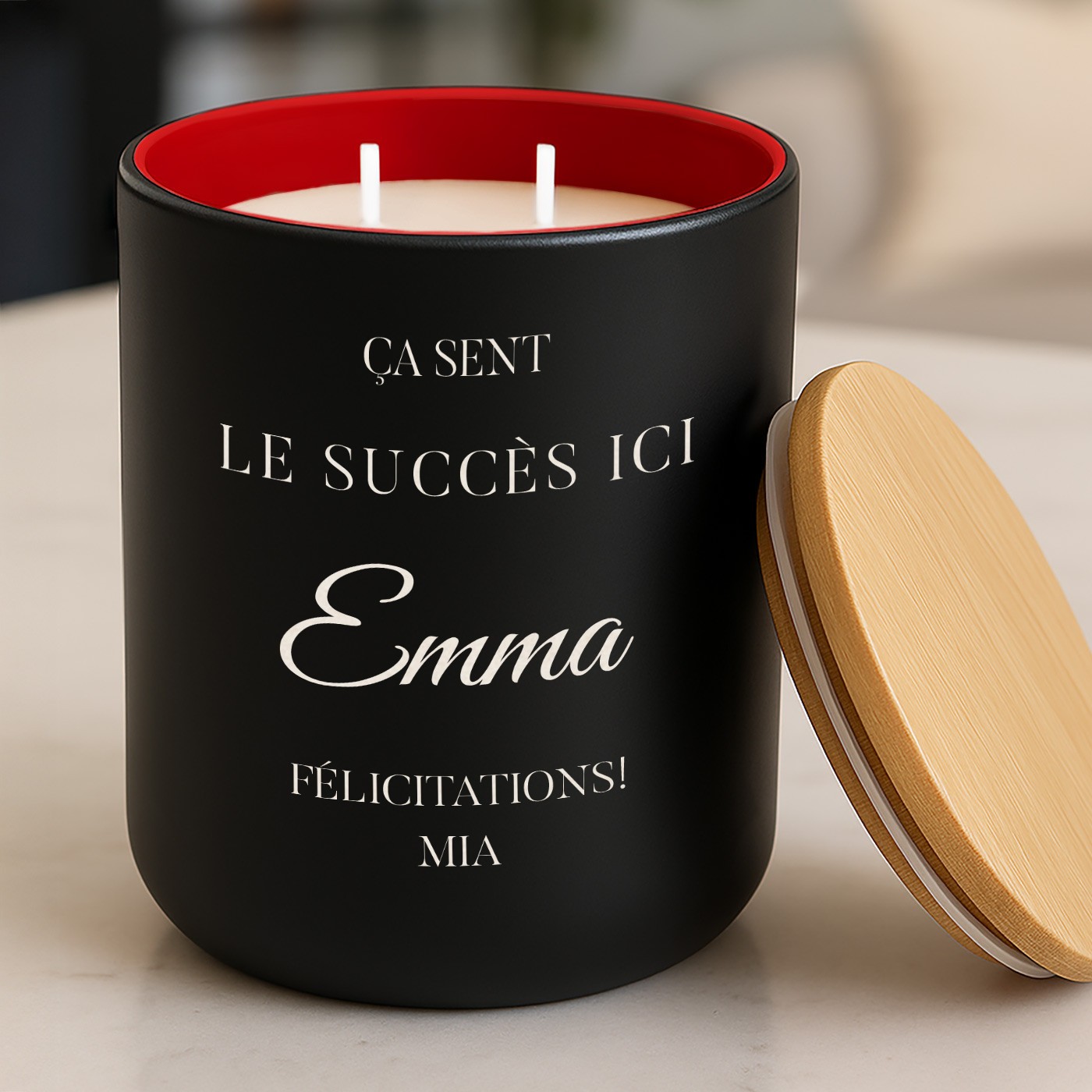 Murrano Soy Wax Candle with Engraving for a Work Promotion Gift