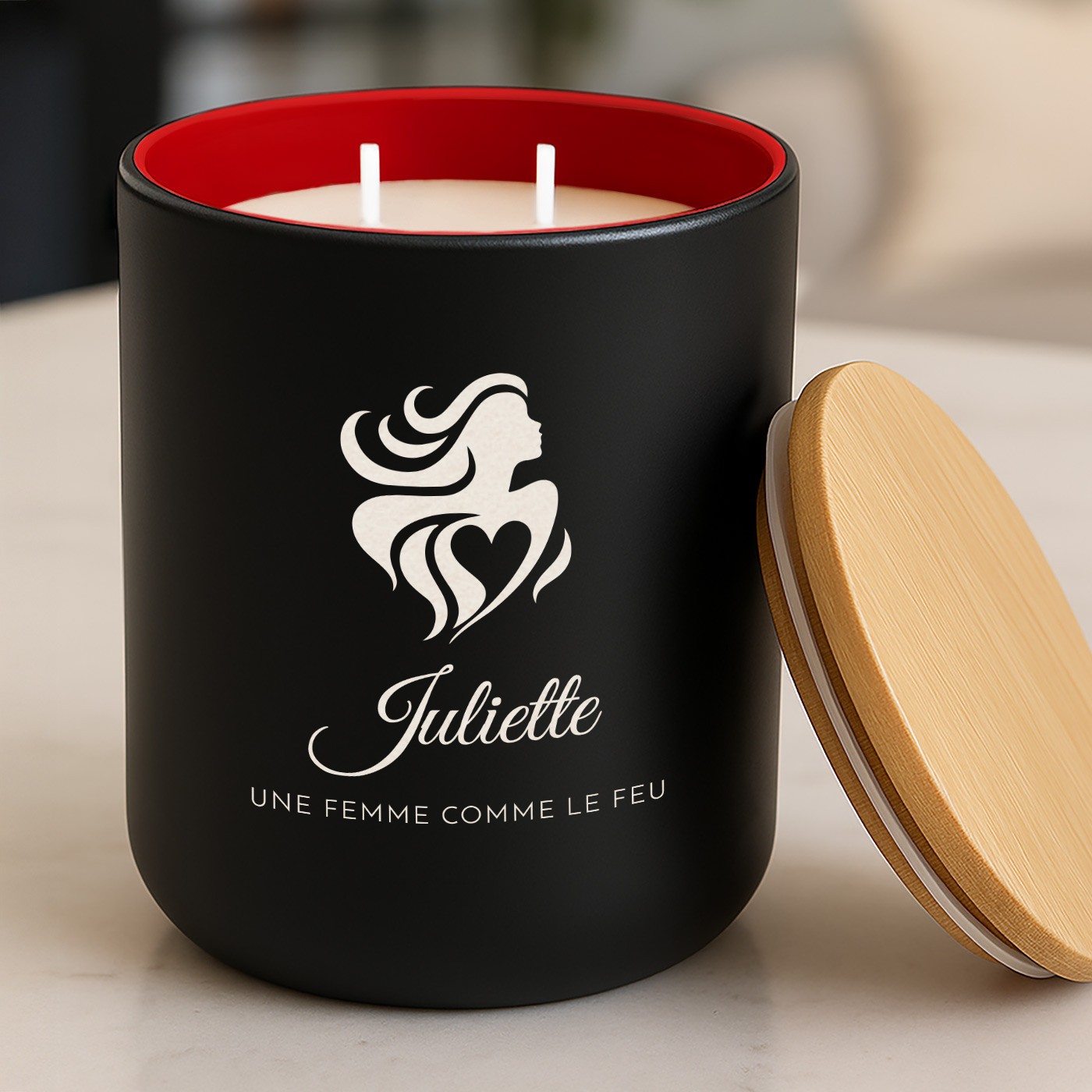 Murrano Soy Wax Candle with Engraving for Women - Valentine's Day