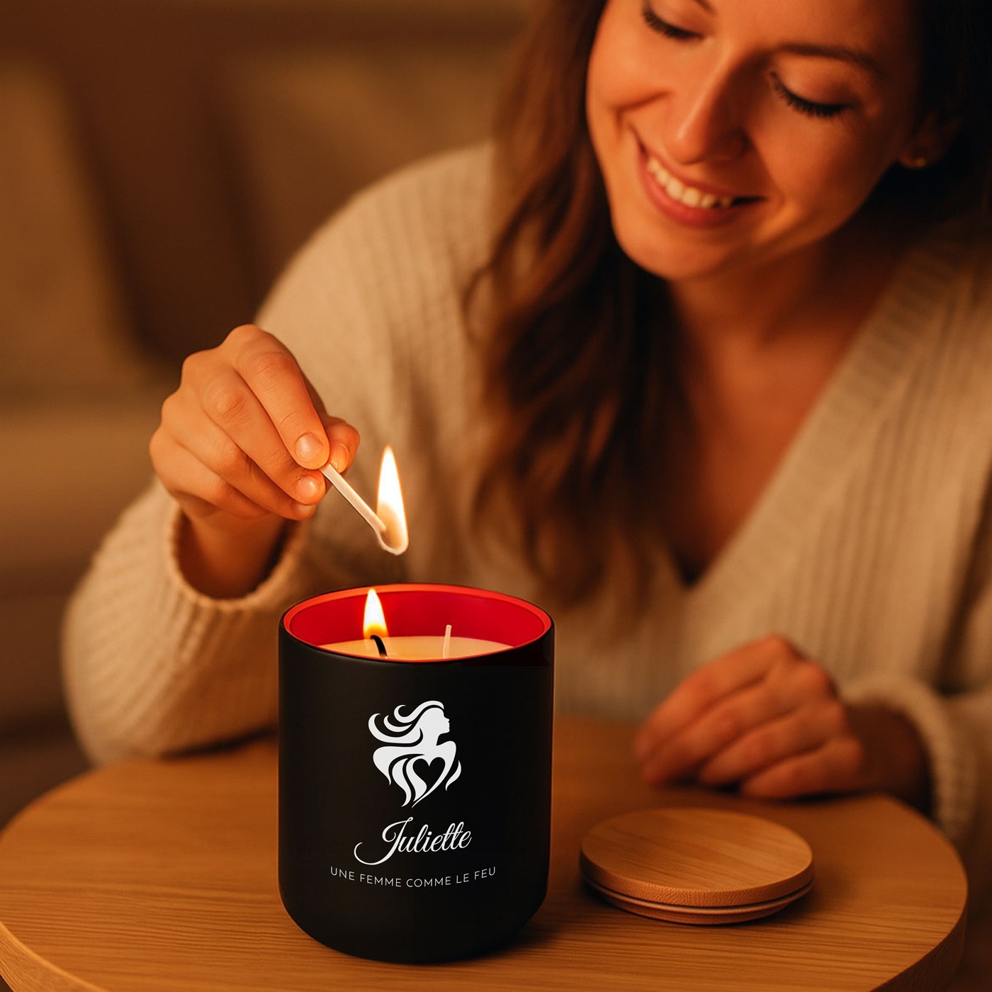 Murrano Soy Wax Candle with Engraving for Women - Valentine's Day