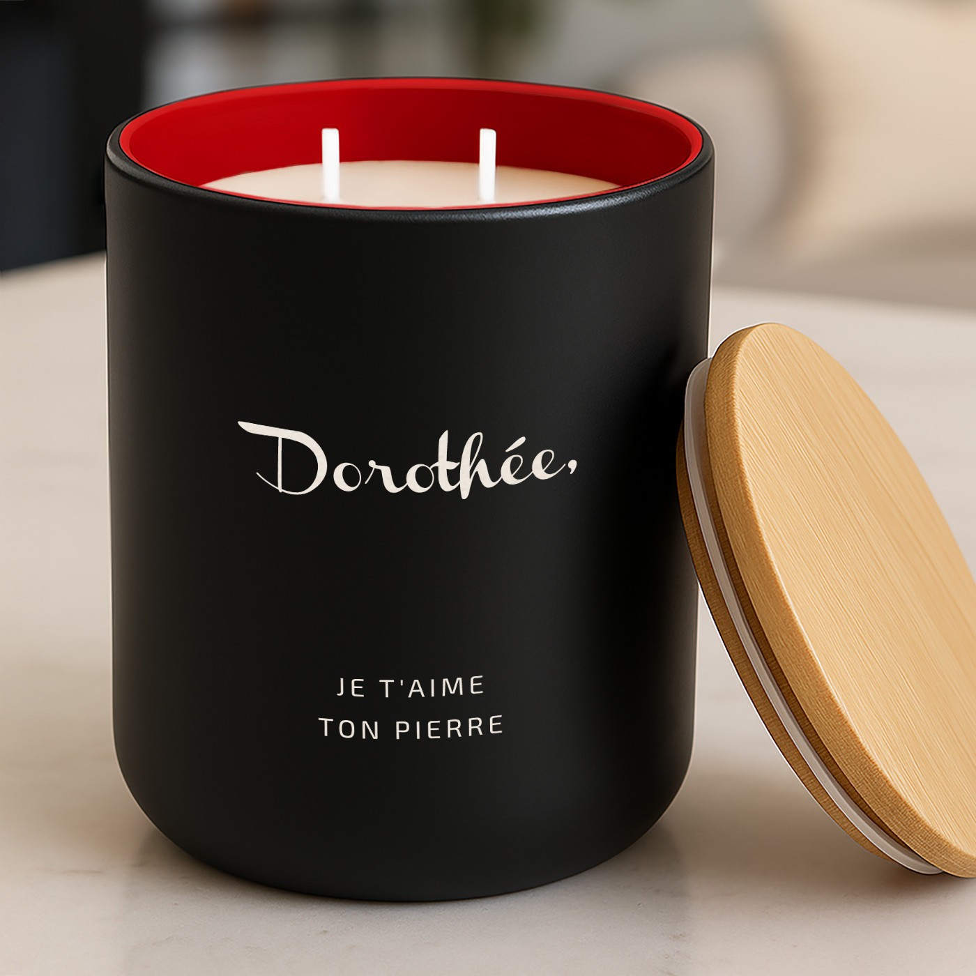 Murrano Personalized Soy Wax Candle for a Fiancée on Valentine's Day
