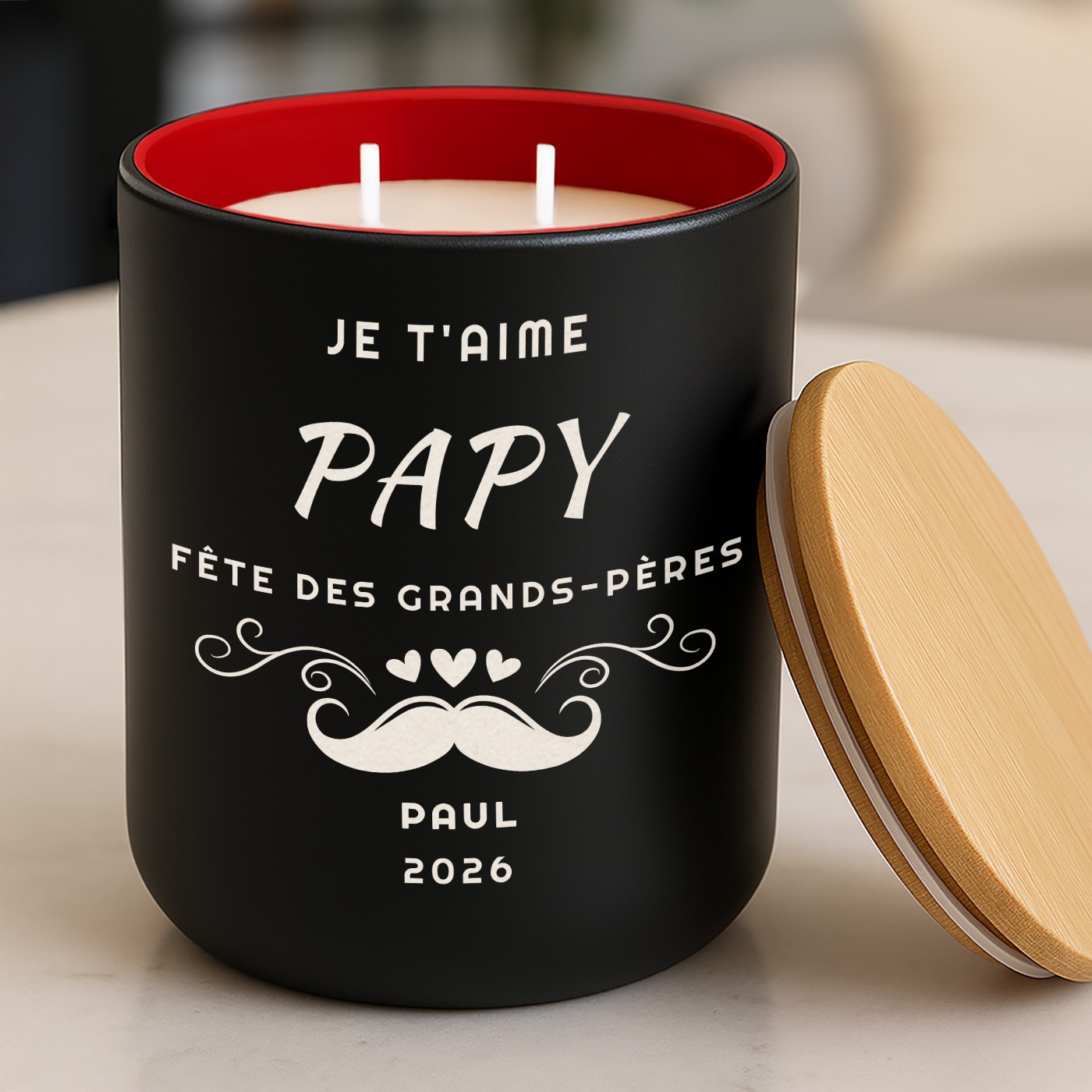 Murrano Soy Wax Candle with Engraving for Grandparent's Day