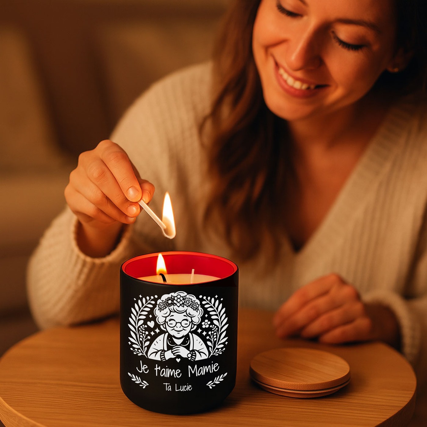 Murrano Soy Wax Candle with Gravure for Grandma's Birthday