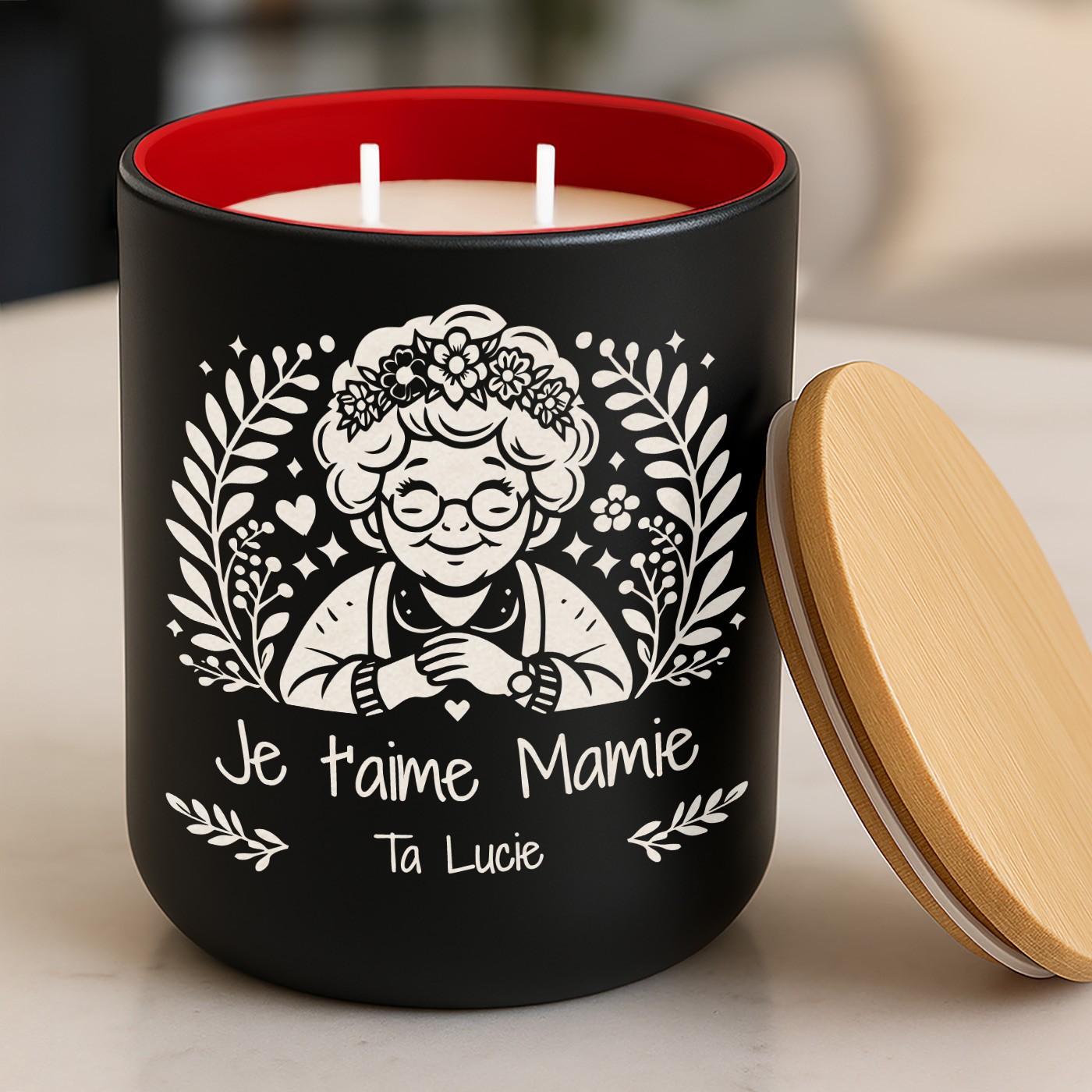 Murrano Soy Wax Candle with Gravure for Grandma's Birthday