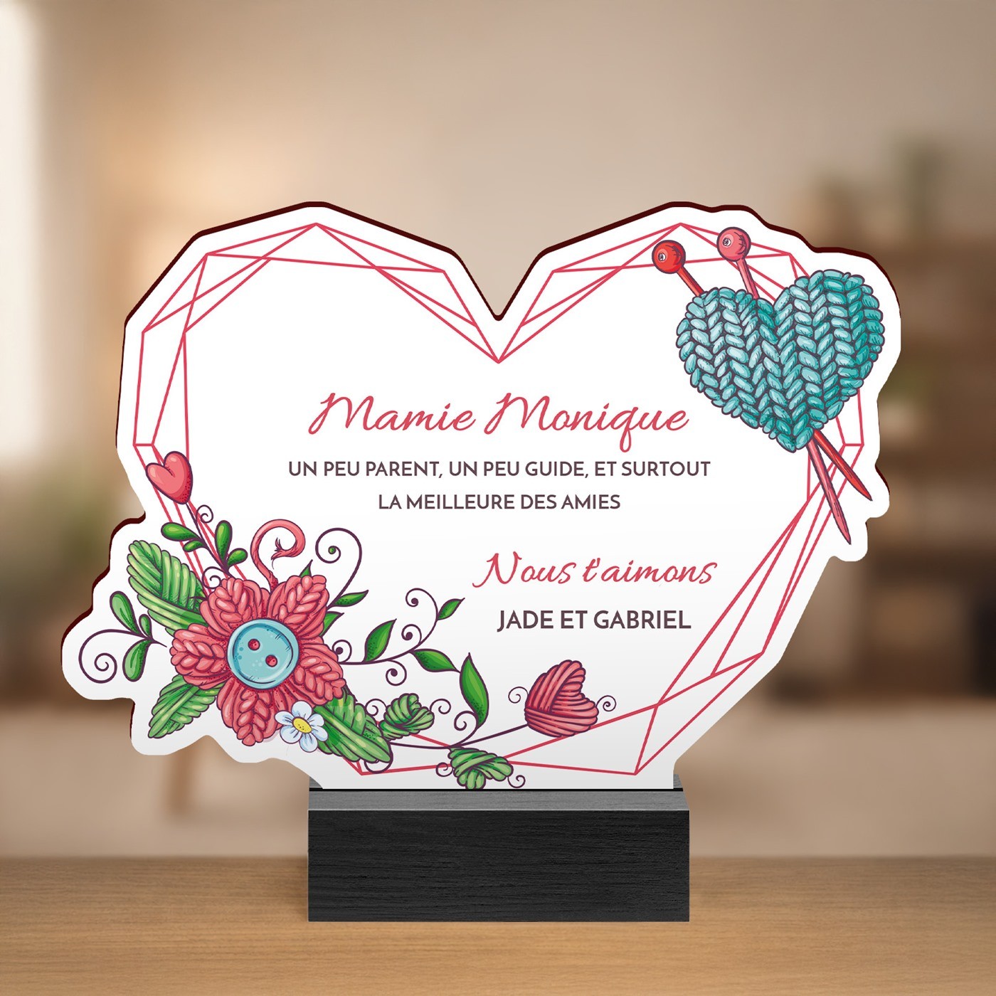 Murrano Wooden Statue with Print for Grandma's Birthday