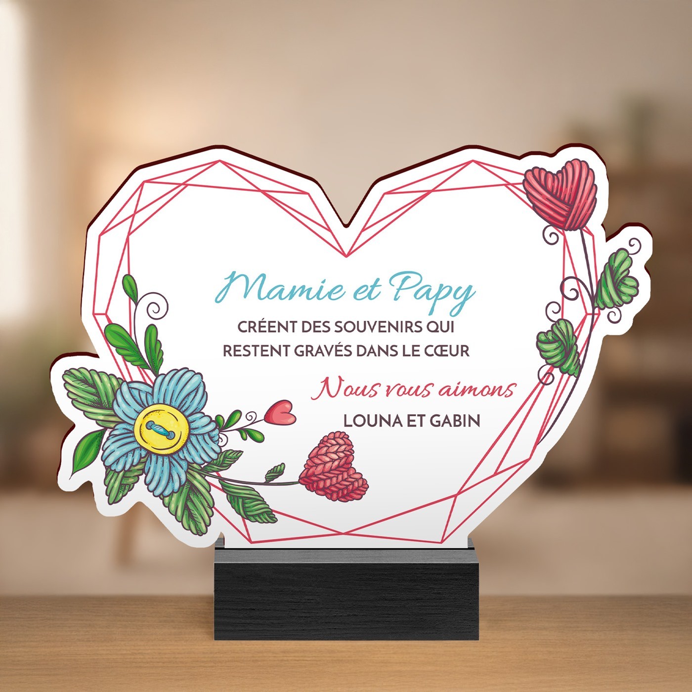 Murrano Personalized Wood Statue for Grandparents' Anniversary