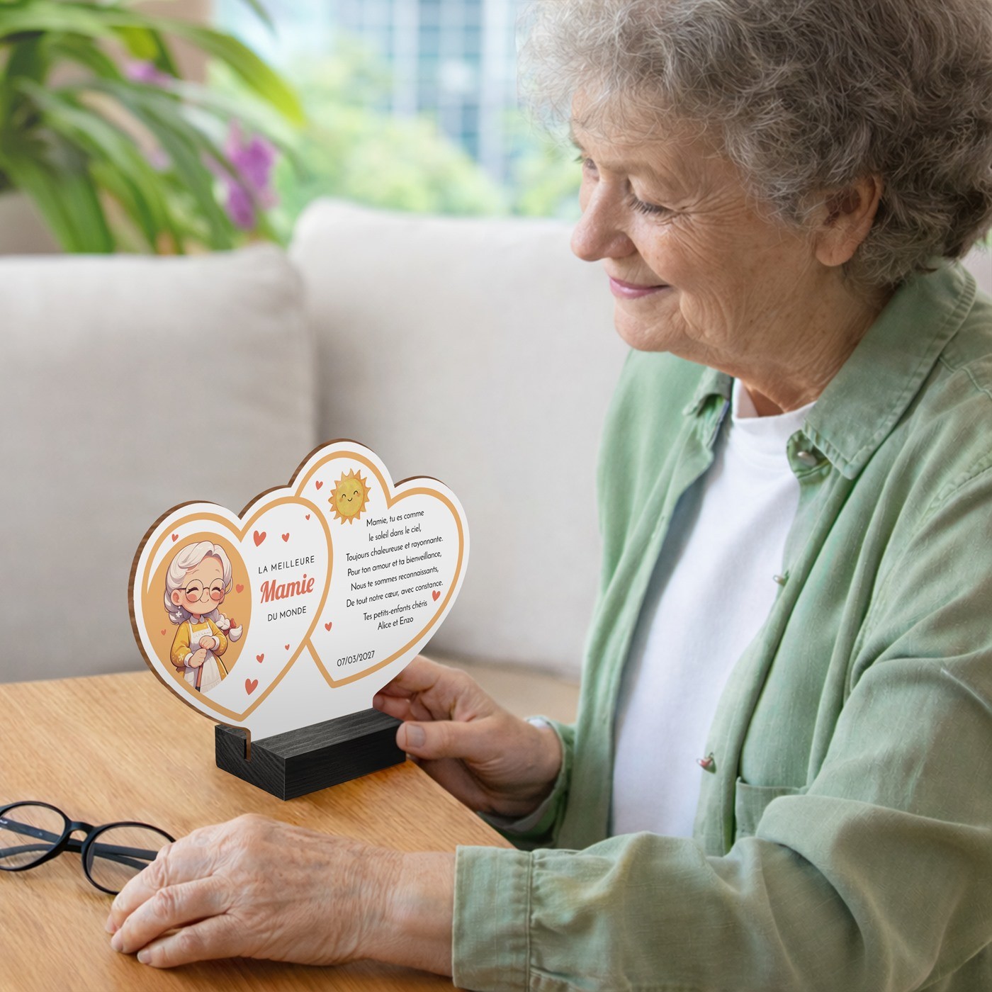 Estatuilla de madera personalizada para el Día de las Abuelas