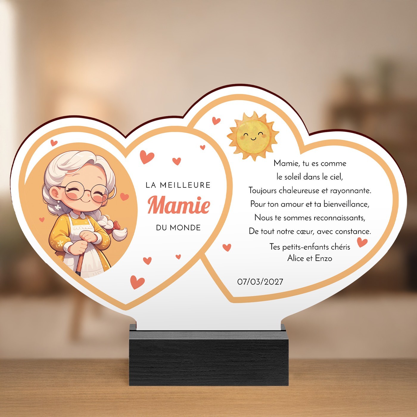 Personalized Wooden Statuette for Grandmother's Day