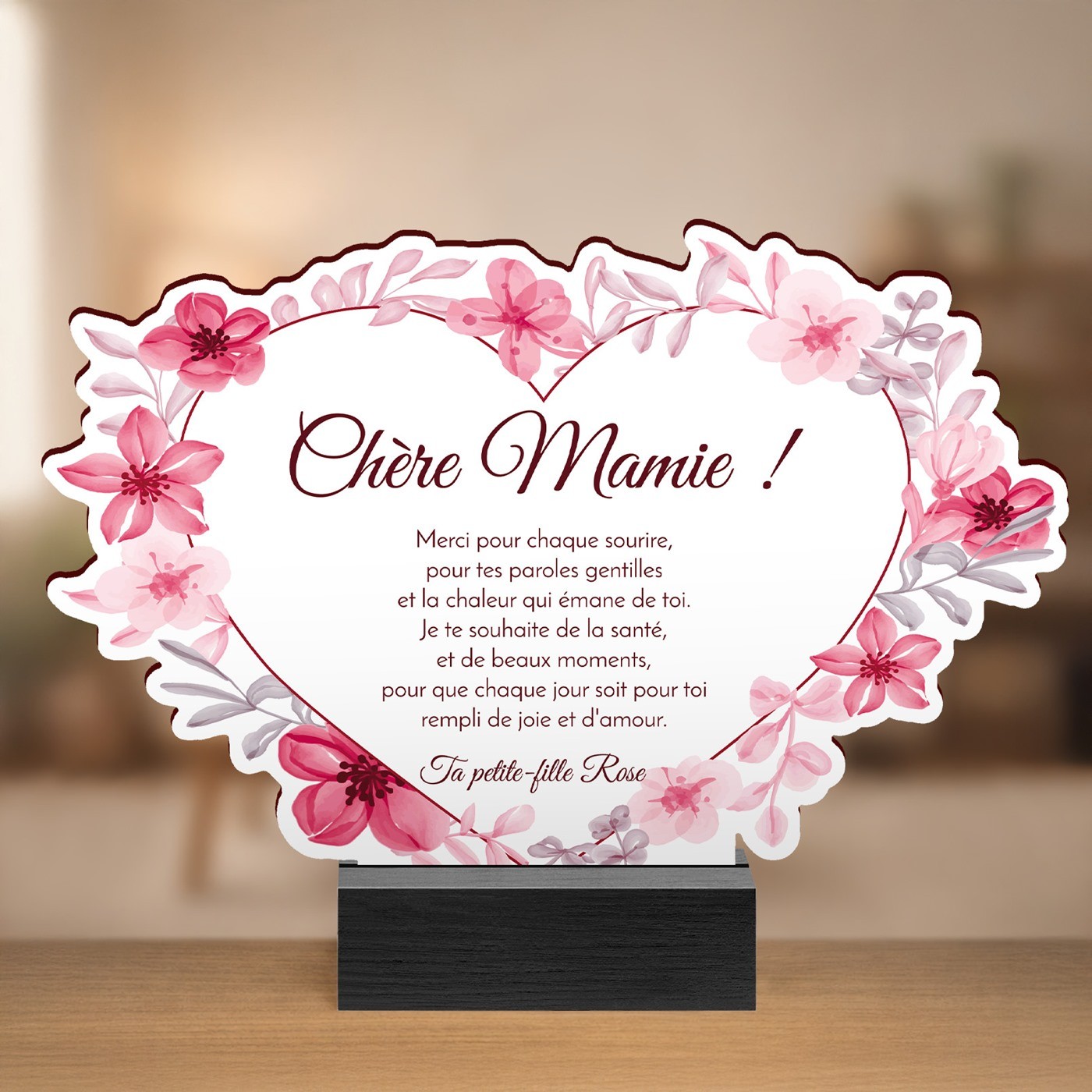 Murrano Wood Statue with Print for Grandma's Birthday