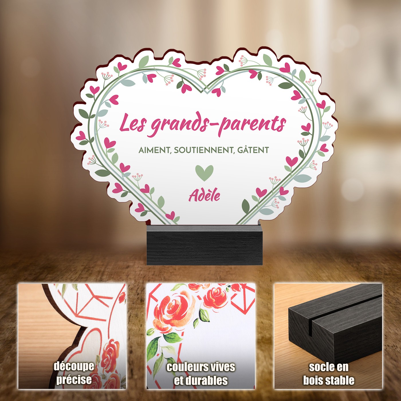 Murrano Personalized Wood Statue for Grandparents' Anniversary
