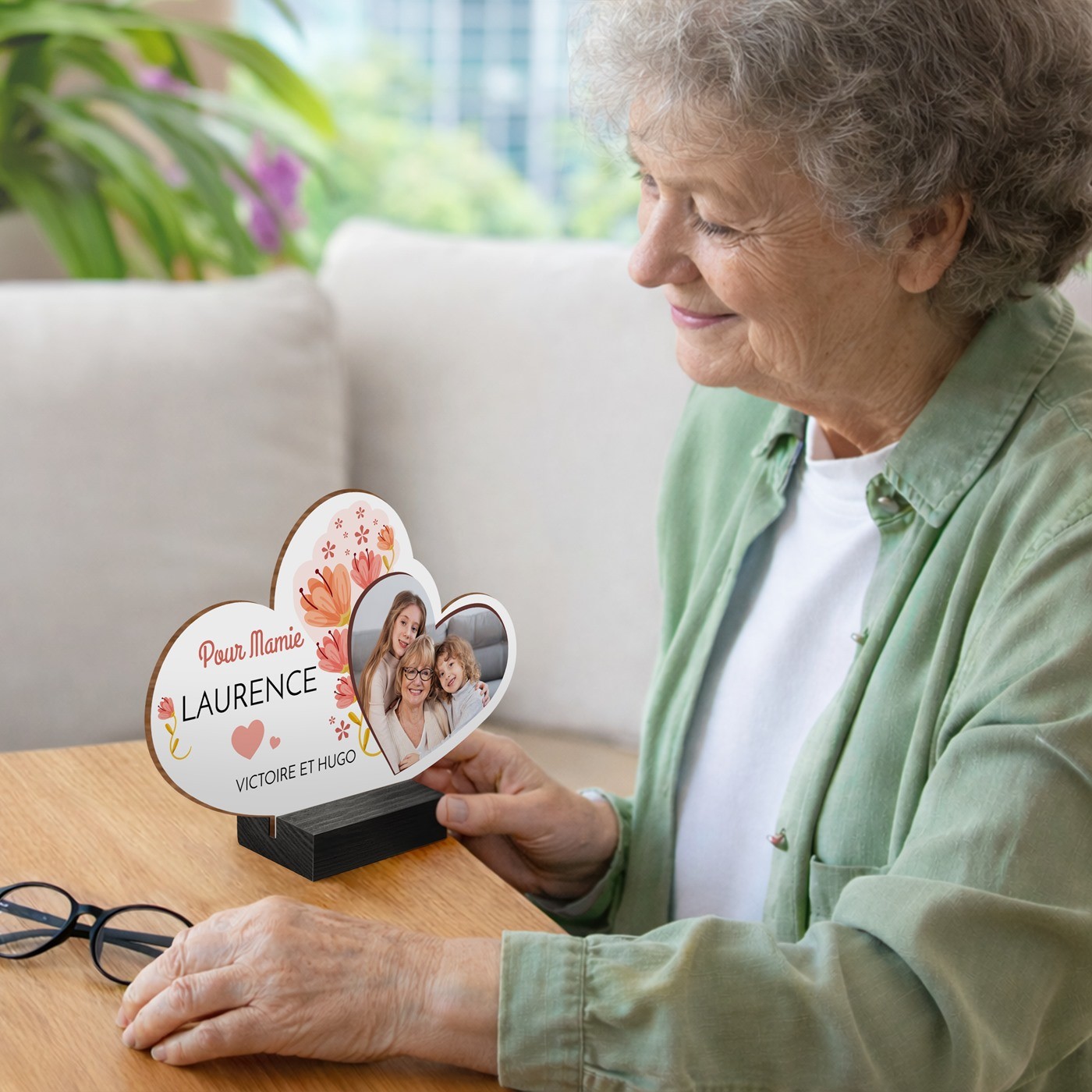 Murrano Personalized Wood Statue with Photo for Grandma's Birthday
