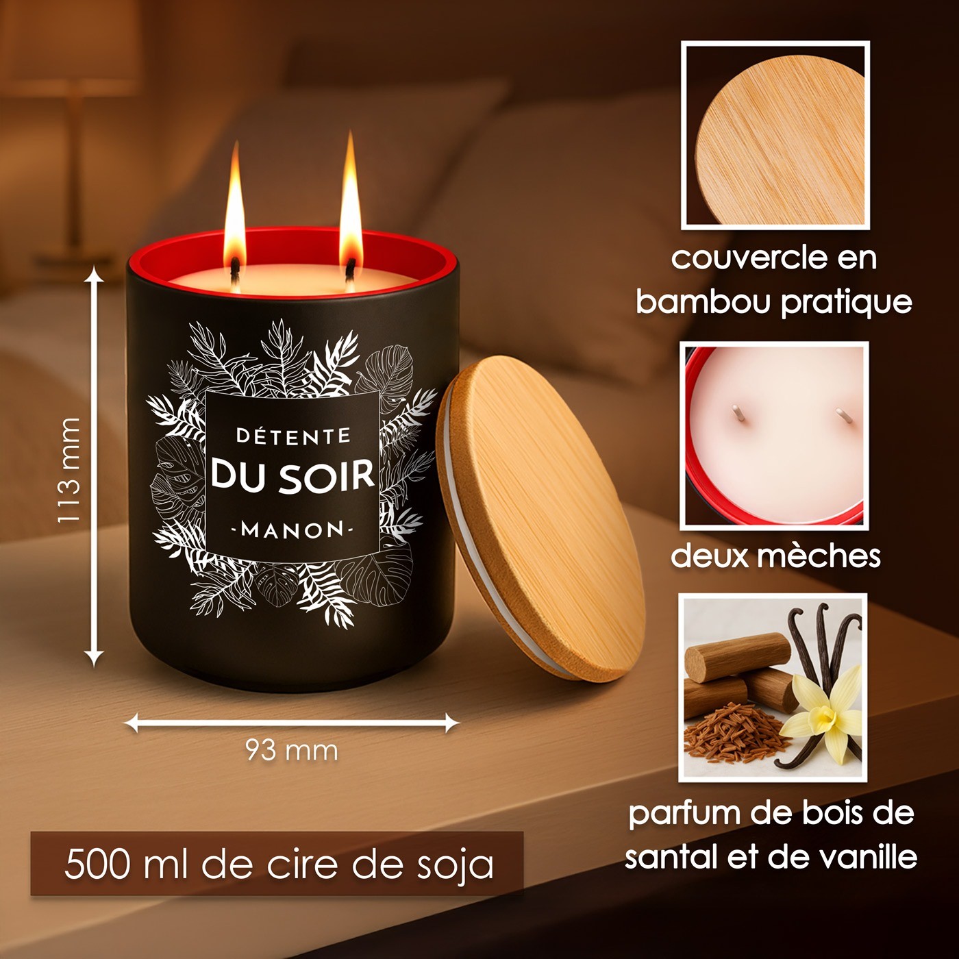 Murrano Soy Wax Candle with Gravure for a Housewarming Gift