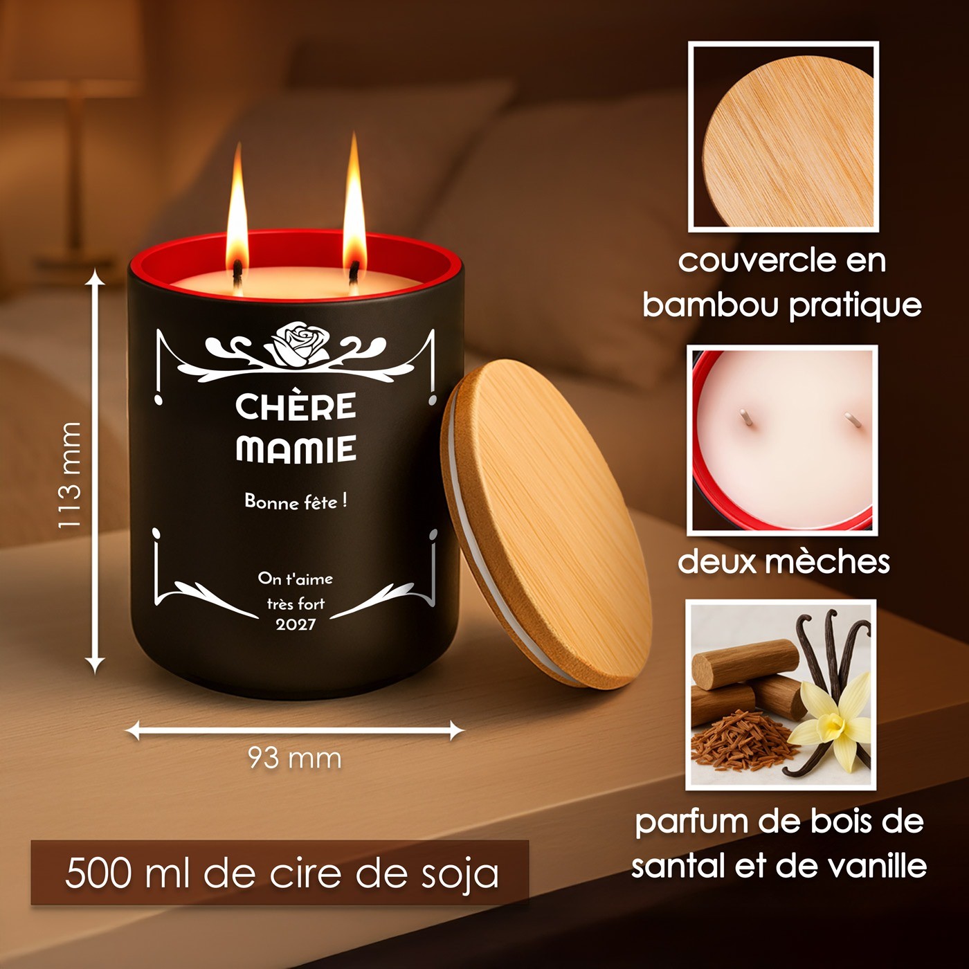 Murrano Personalized Soy Wax Candle for Grandma's Mother's Day