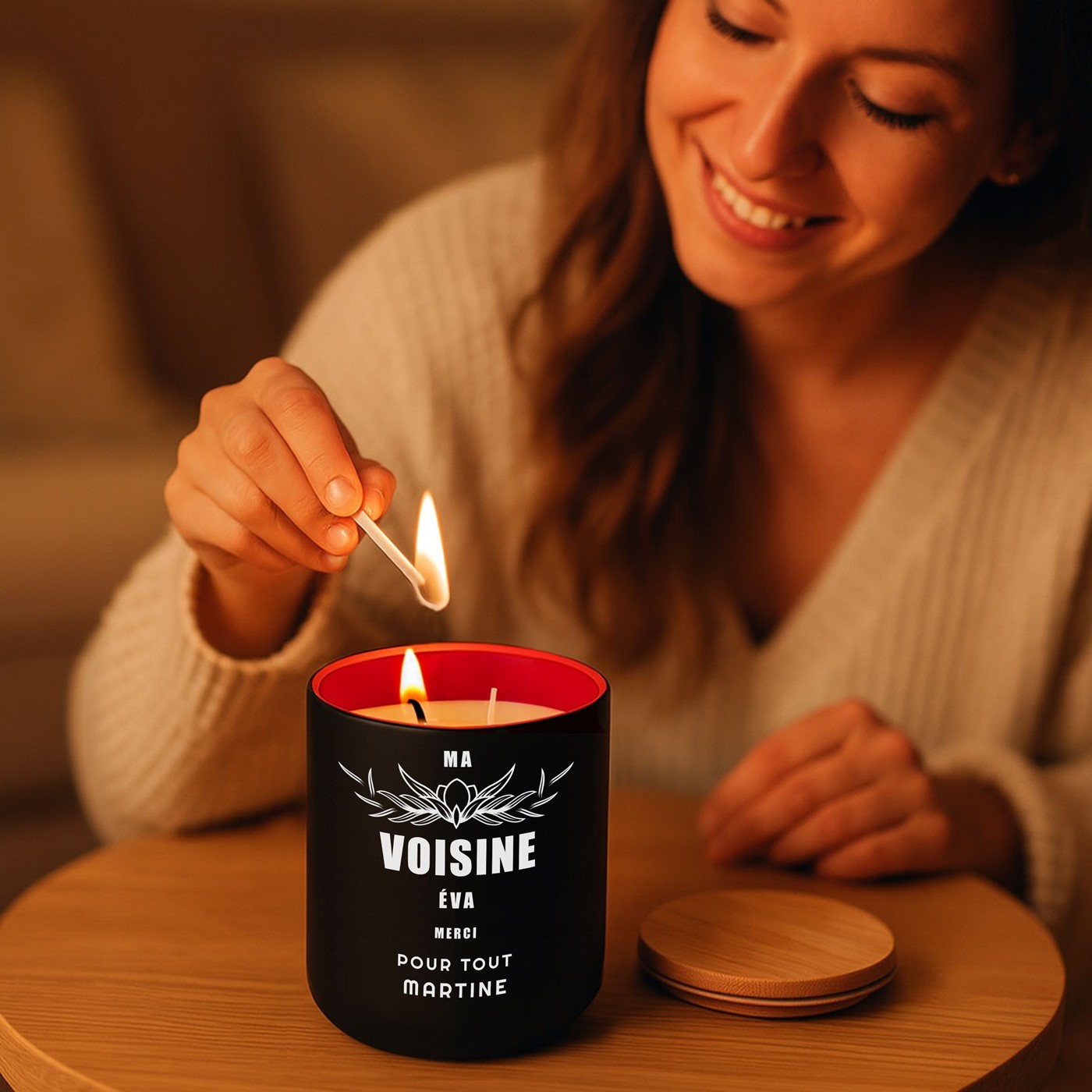 Murrano Soy Wax Candle with Engraving for a Neighbor Thank You