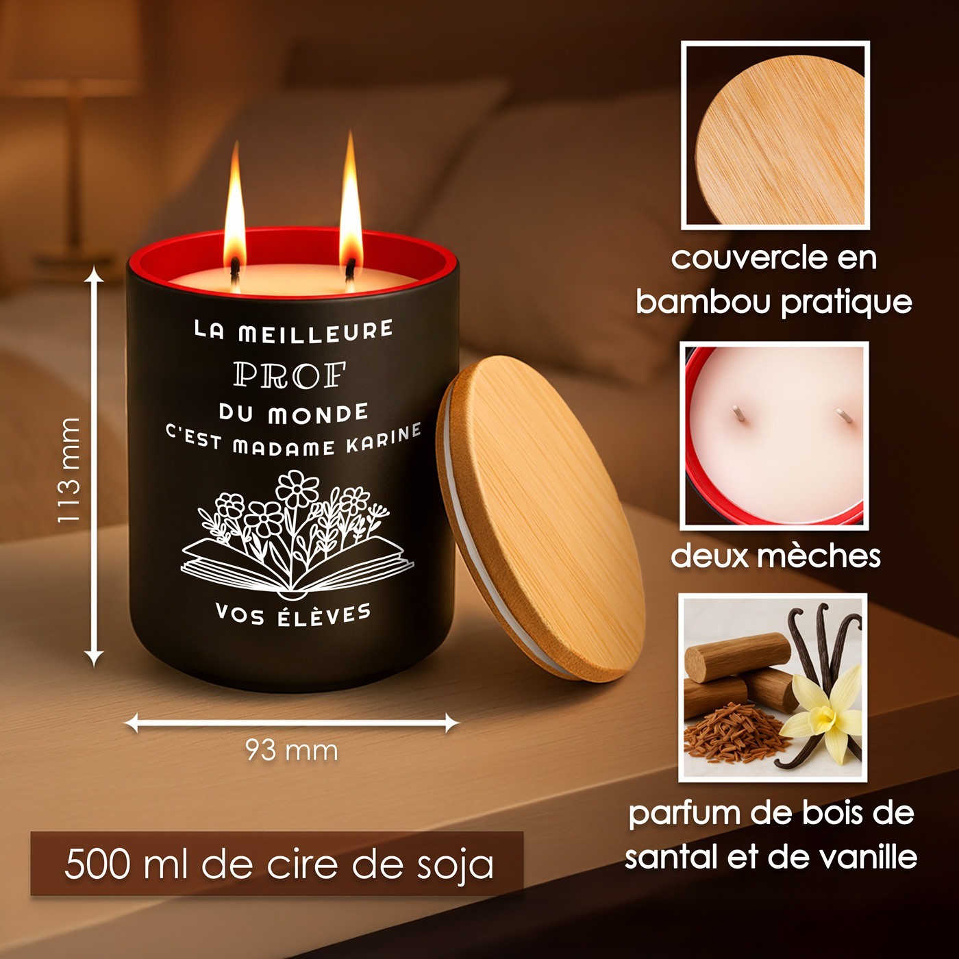 Murrano Personalized Soy Wax Candle for the Best Teacher of the Year