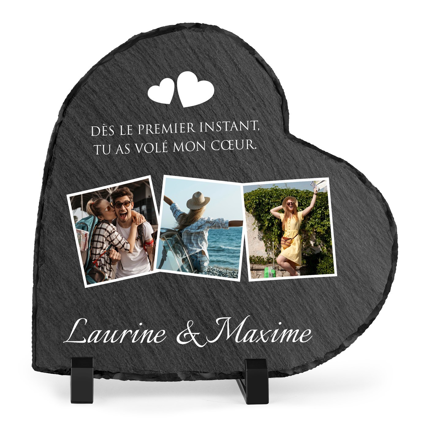 Regalo de aniversario de bodas: Piedra de pizarra Murrano en forma de corazón con impresión personalizada
