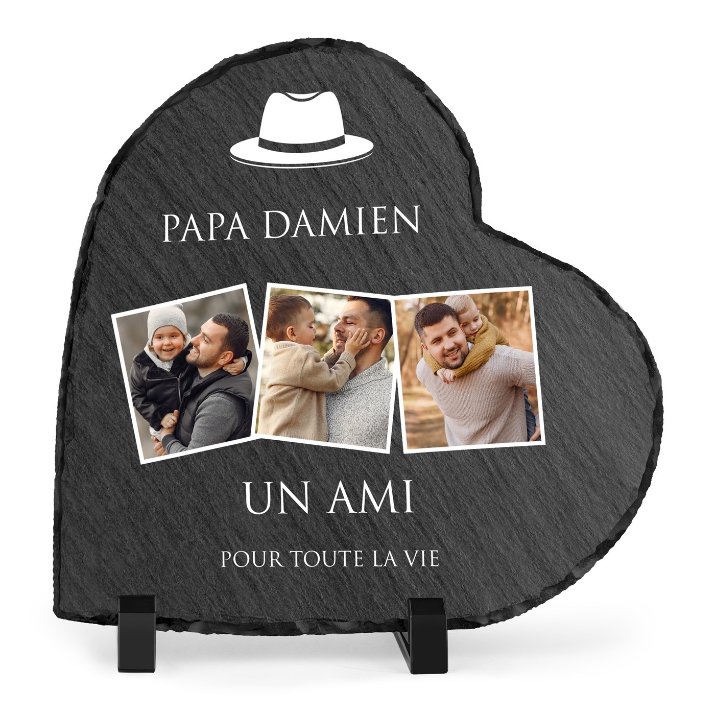 Tabla de pizarra en forma de corazón Murrano con foto personalizada para el Día del Padre