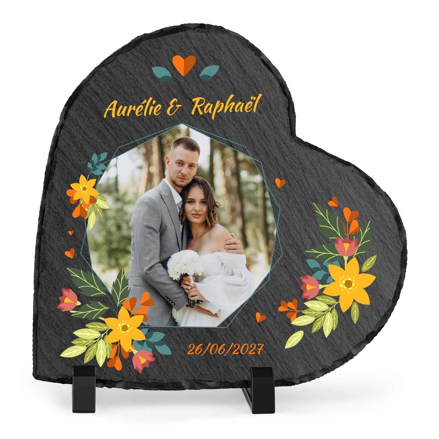 Murrano Heart-Shaped Blackboard with Custom Photo for Couple - Wedding Gift