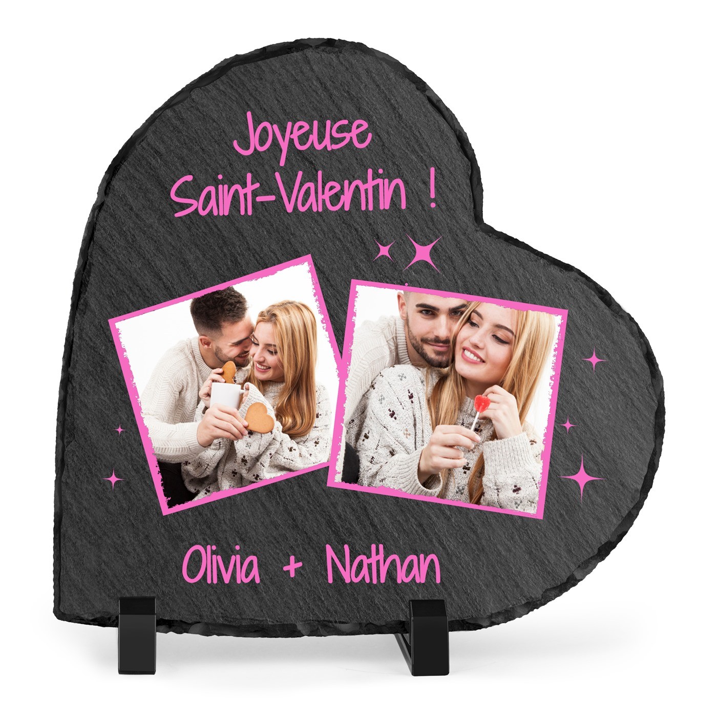 Piedra de pizarra Murrano en forma de corazón con impresión personalizada para mujer en el Día de San Valentín