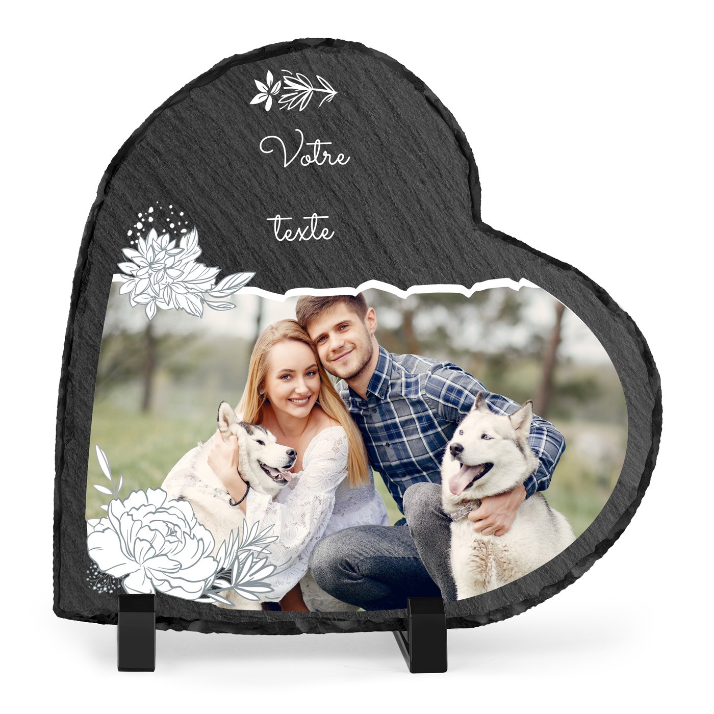 Piedra de pizarra en forma de corazón personalizada con foto para ella o él - regalo de aniversario