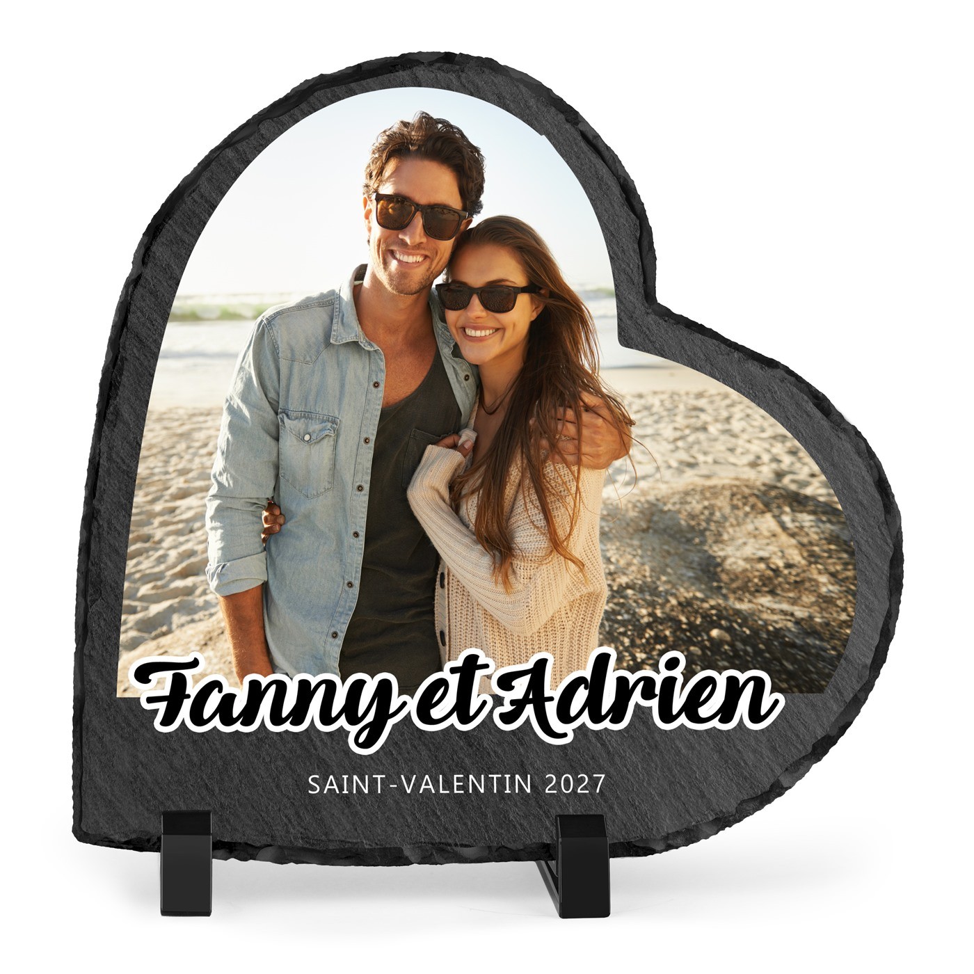 Pizarra en forma de corazón Murrano personalizada con foto para pareja - Regalo para el Día de San Valentín