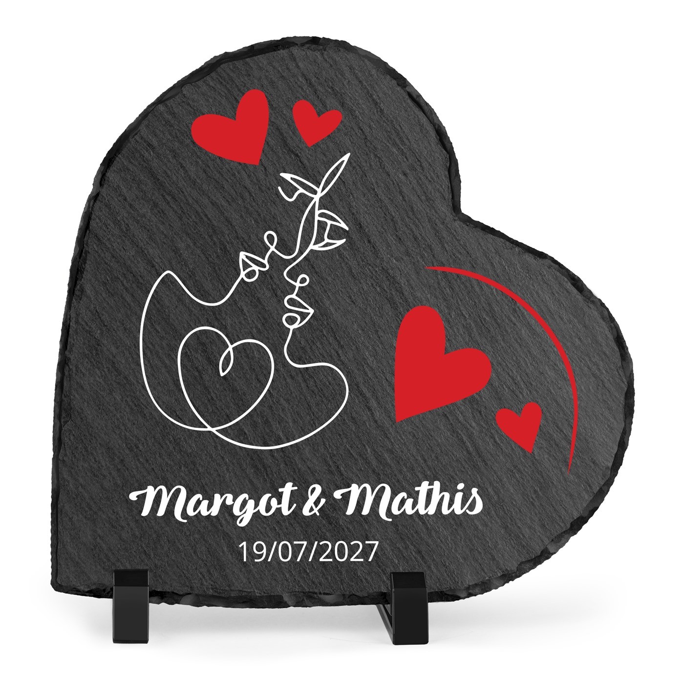 Piedra de pizarra en forma de corazón Murrano para hombres y mujeres, regalo para el Día de San Valentín