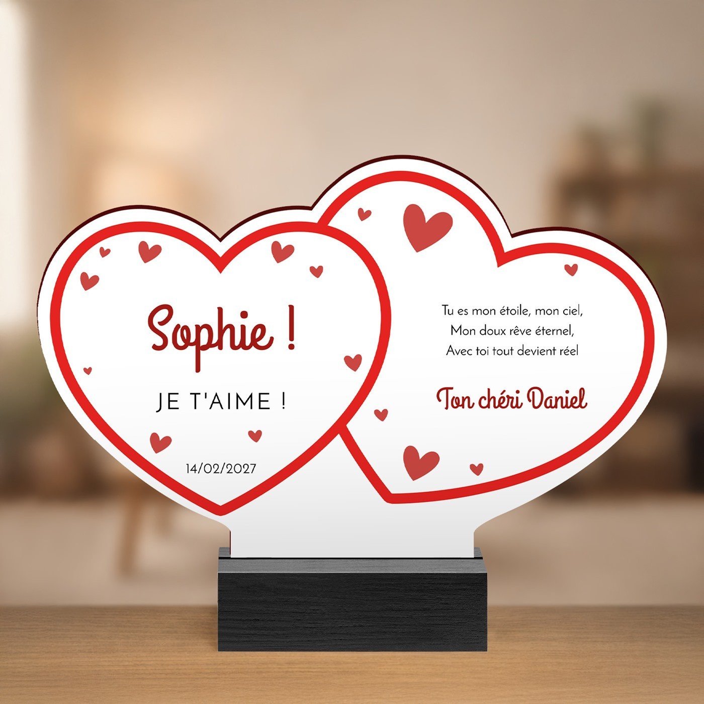 Murrano Wood Statue with Print for Women - Valentine's Day