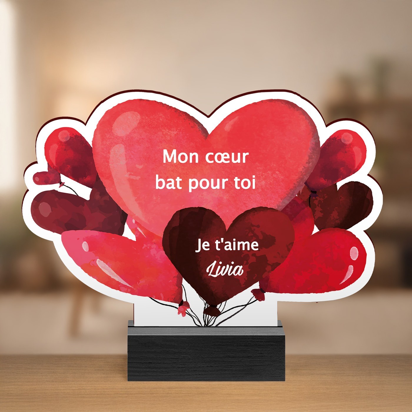 Murrano Personalized Wooden Statue for a Loved One for Valentine's Day