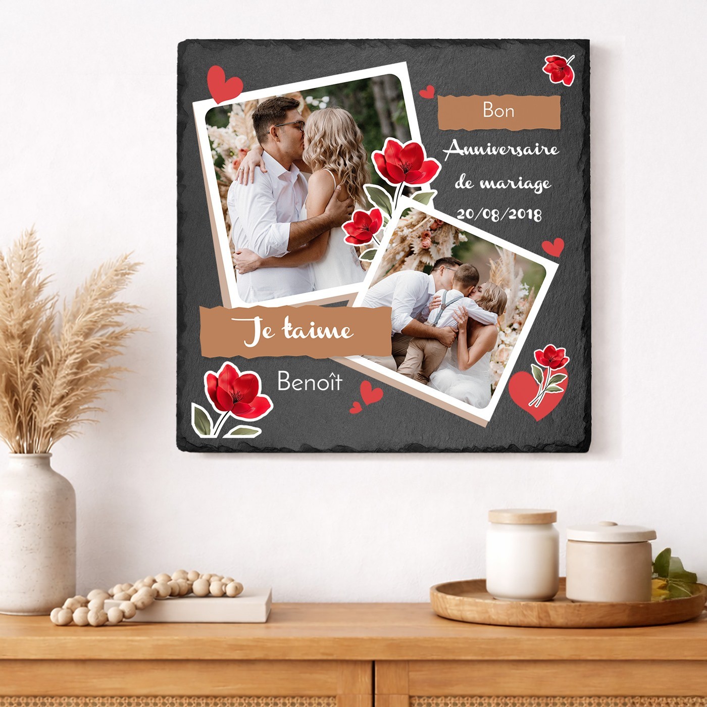 Pierre à craie Murrano personnalisée pour femme - cadeau d'anniversaire de mariage
