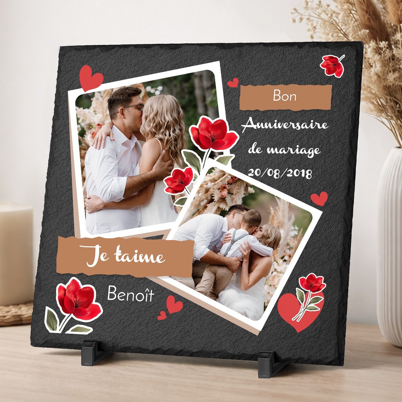 Pierre à craie Murrano personnalisée pour femme - cadeau d'anniversaire de mariage