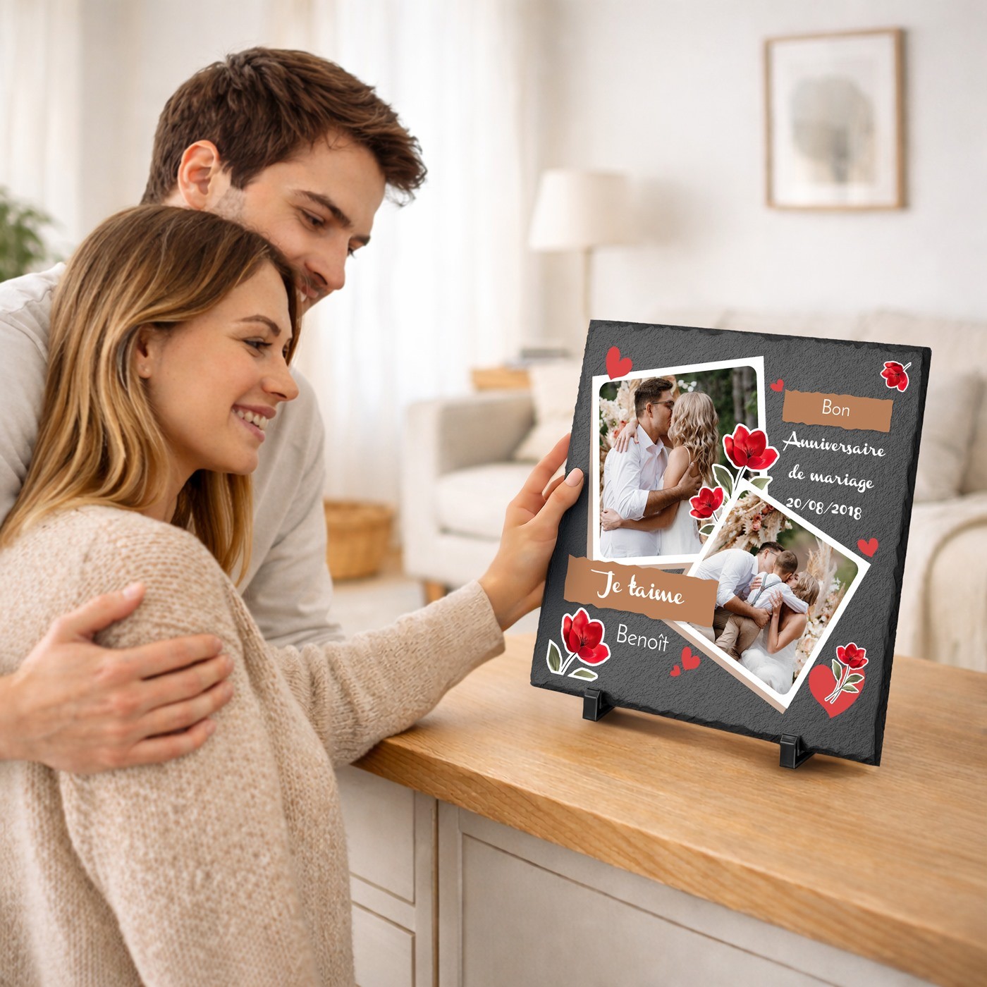 Pierre à craie Murrano personnalisée pour femme - cadeau d'anniversaire de mariage