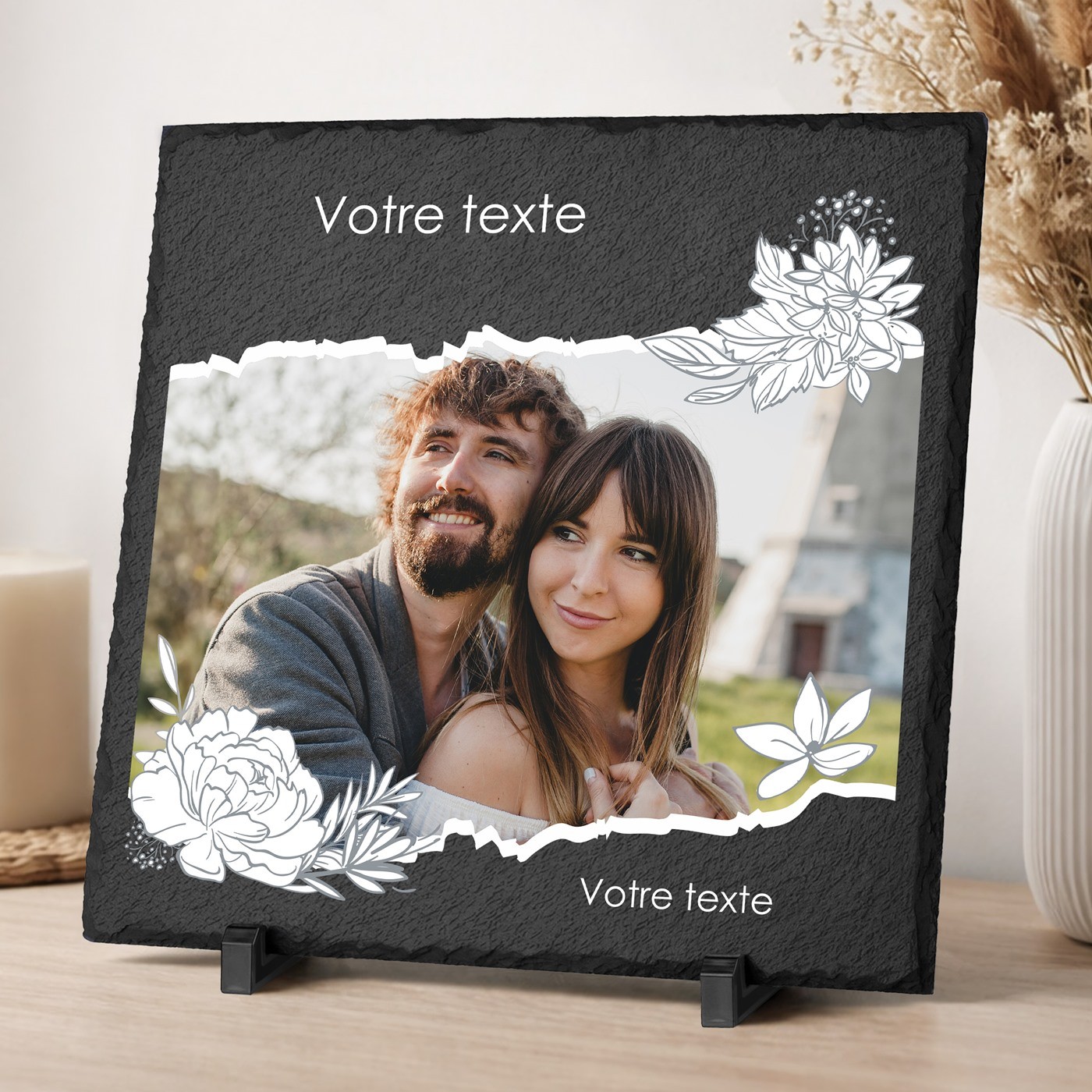 Pierre à craie Murrano avec impression photo pour un anniversaire de mariage