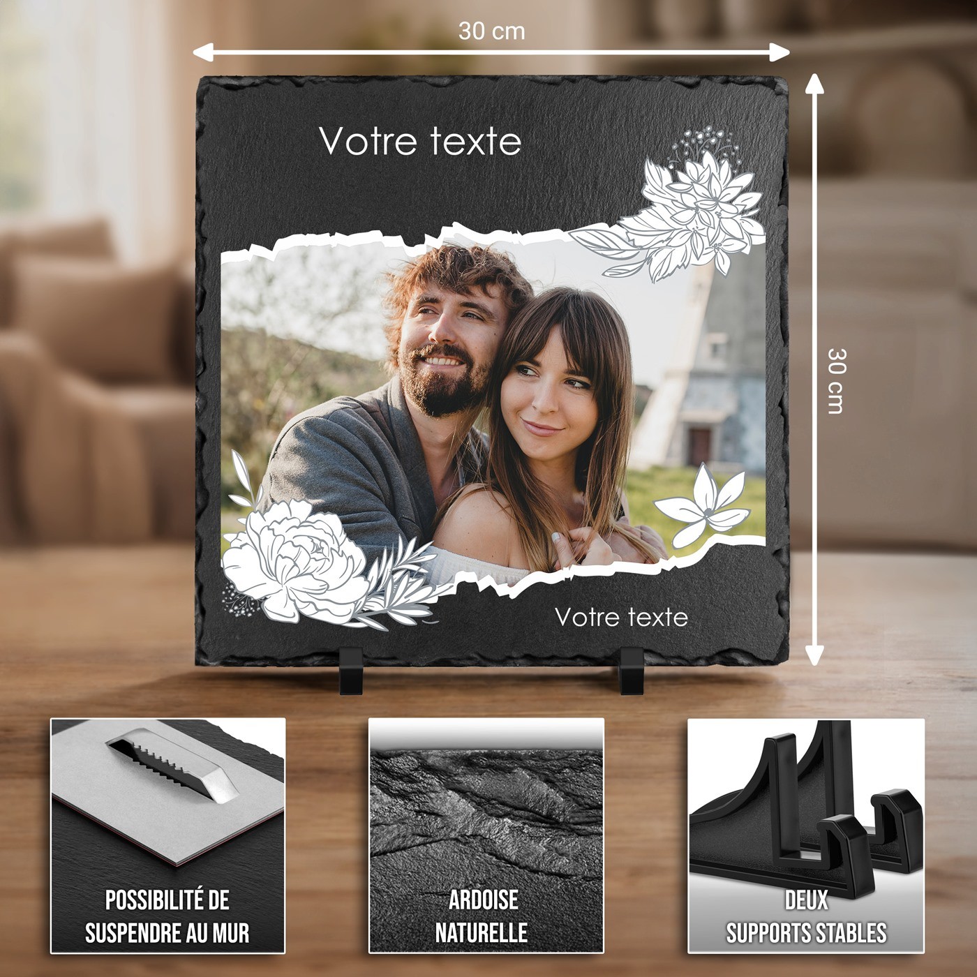 Murrano Blackboard Stone with Photo Imprint - Wedding Anniversary Gift