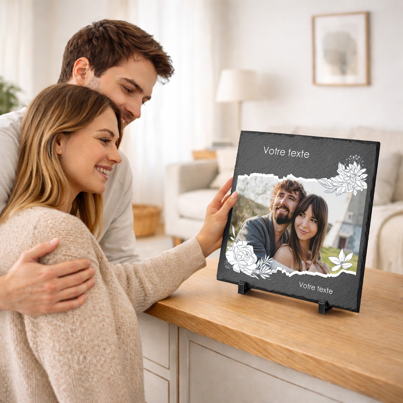 Murrano Blackboard Stone with Photo Imprint - Wedding Anniversary Gift