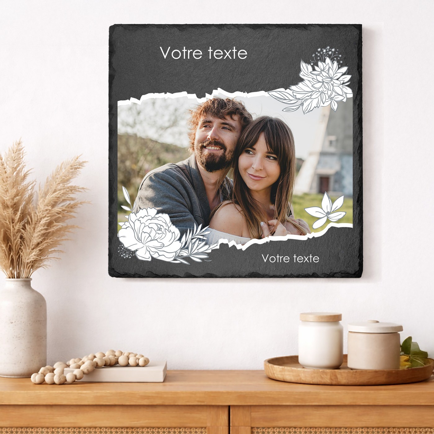 Murrano Blackboard Stone with Photo Imprint - Wedding Anniversary Gift